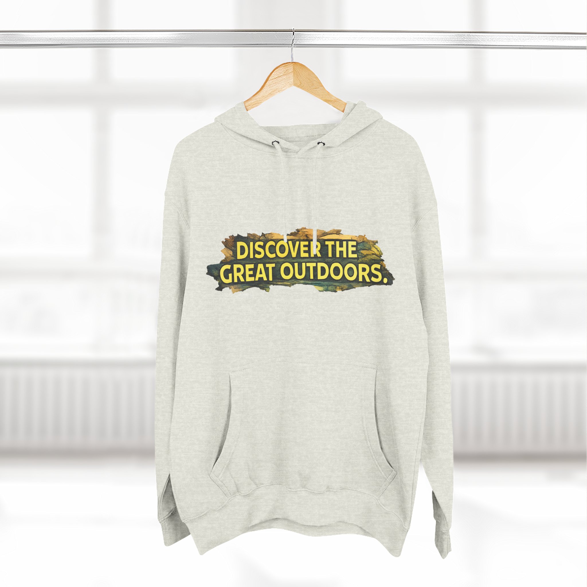 Three-Panel Fleece Hoodie - "Discover The Great Outdoors" Design Cubic-Line
