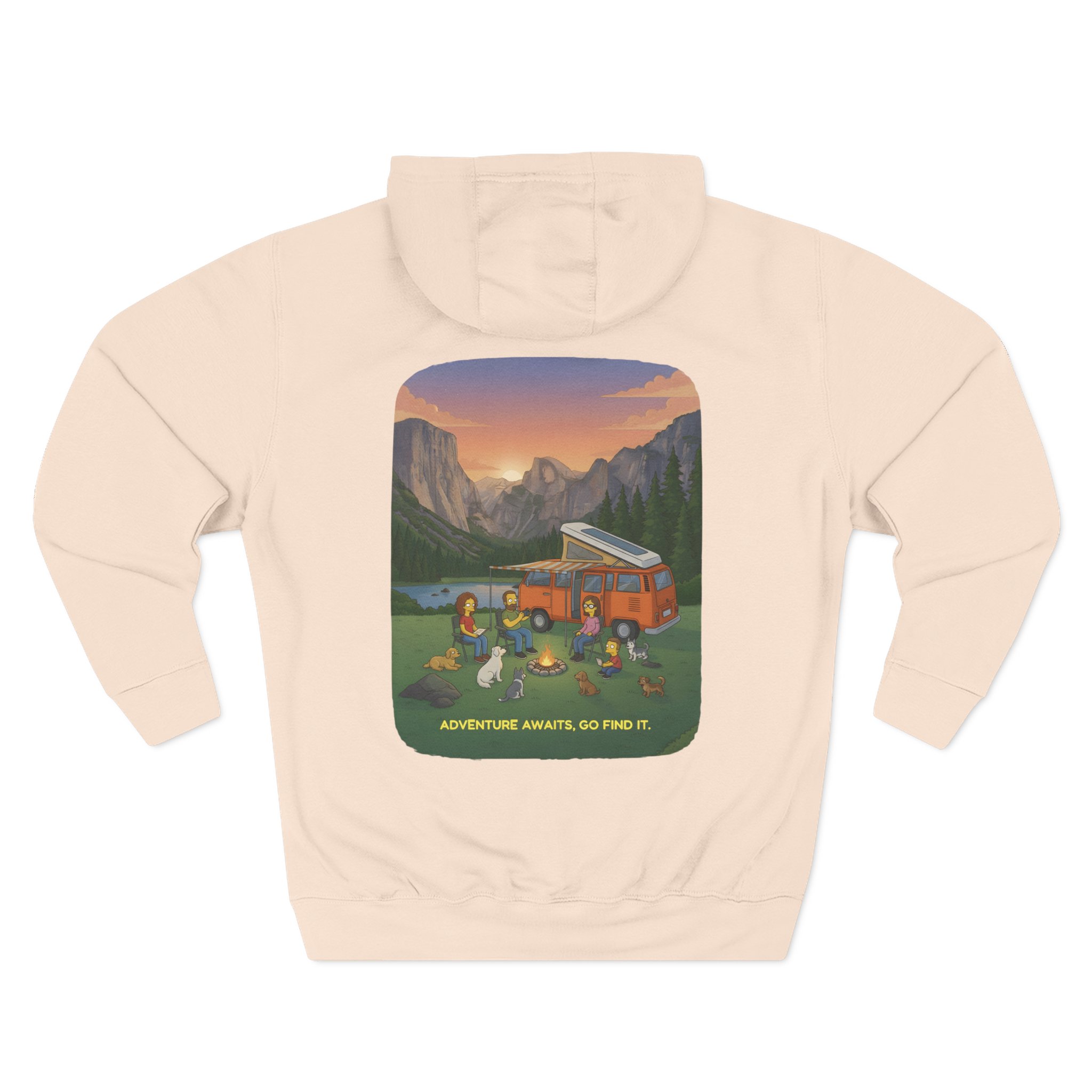 Three-Panel Fleece Hoodie - "Adventure Awaits-Go Find It"" Design Sitcom-Line