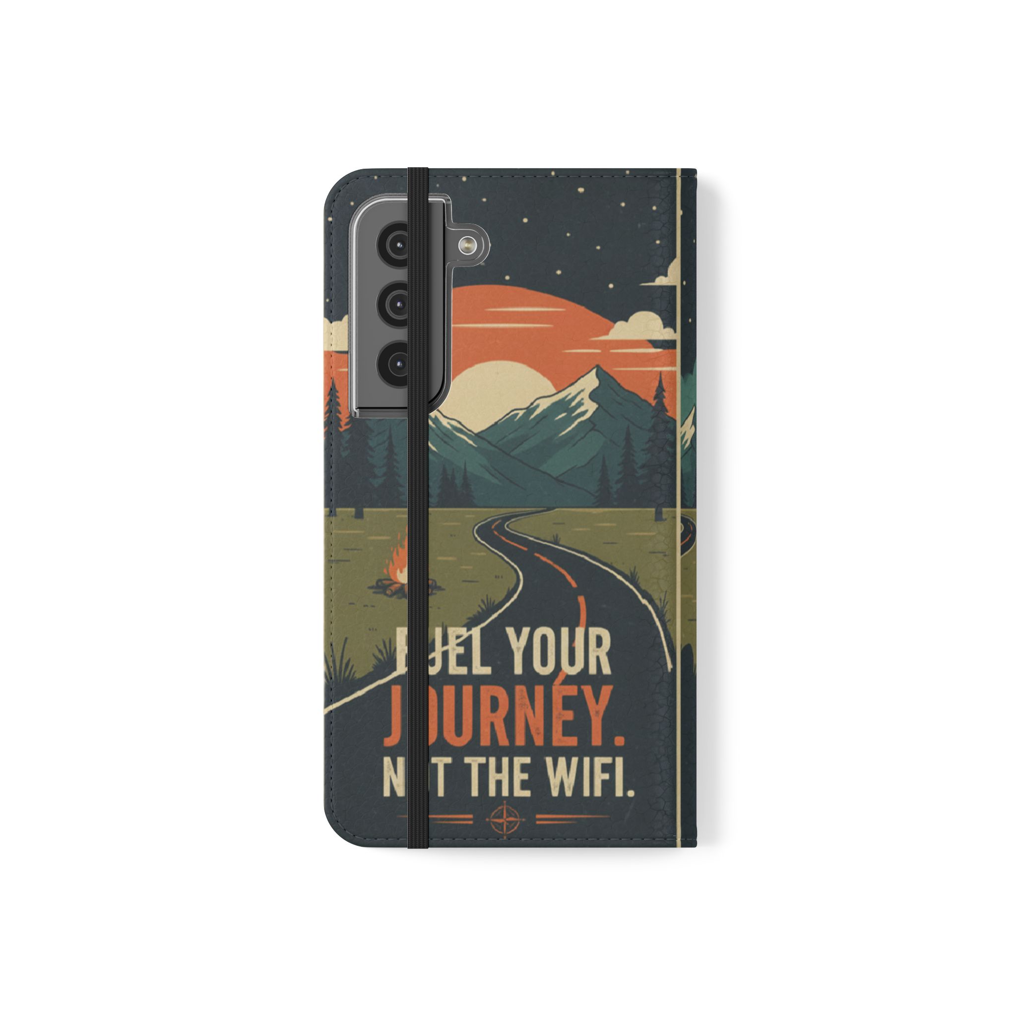 Flip Phone Case — "Fuel Your Journey, Not the Wifi" Wallet Cover
