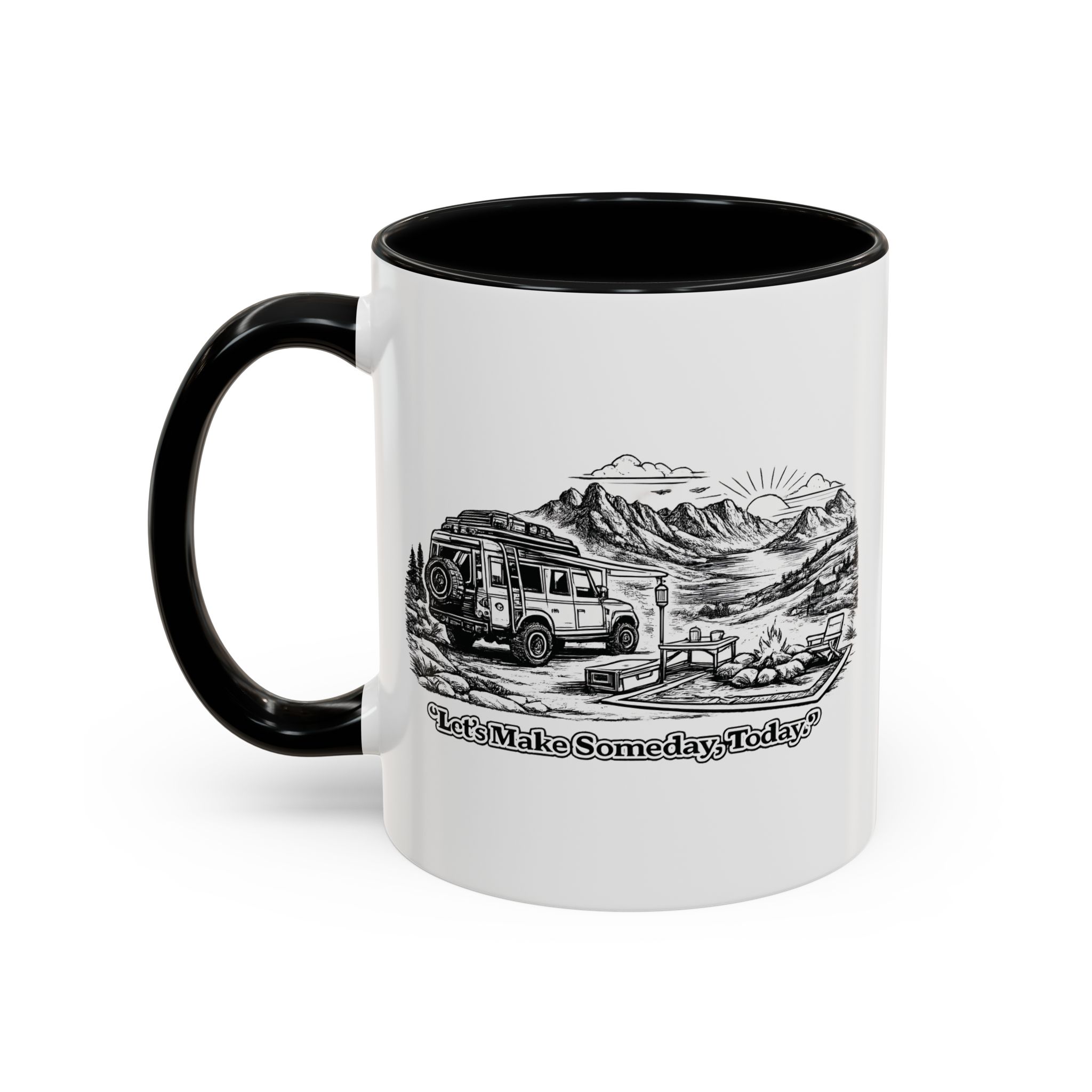 Accent Coffee Mug (11, 15oz) — "Lets make Someday, Today?" Design Minimal-Line