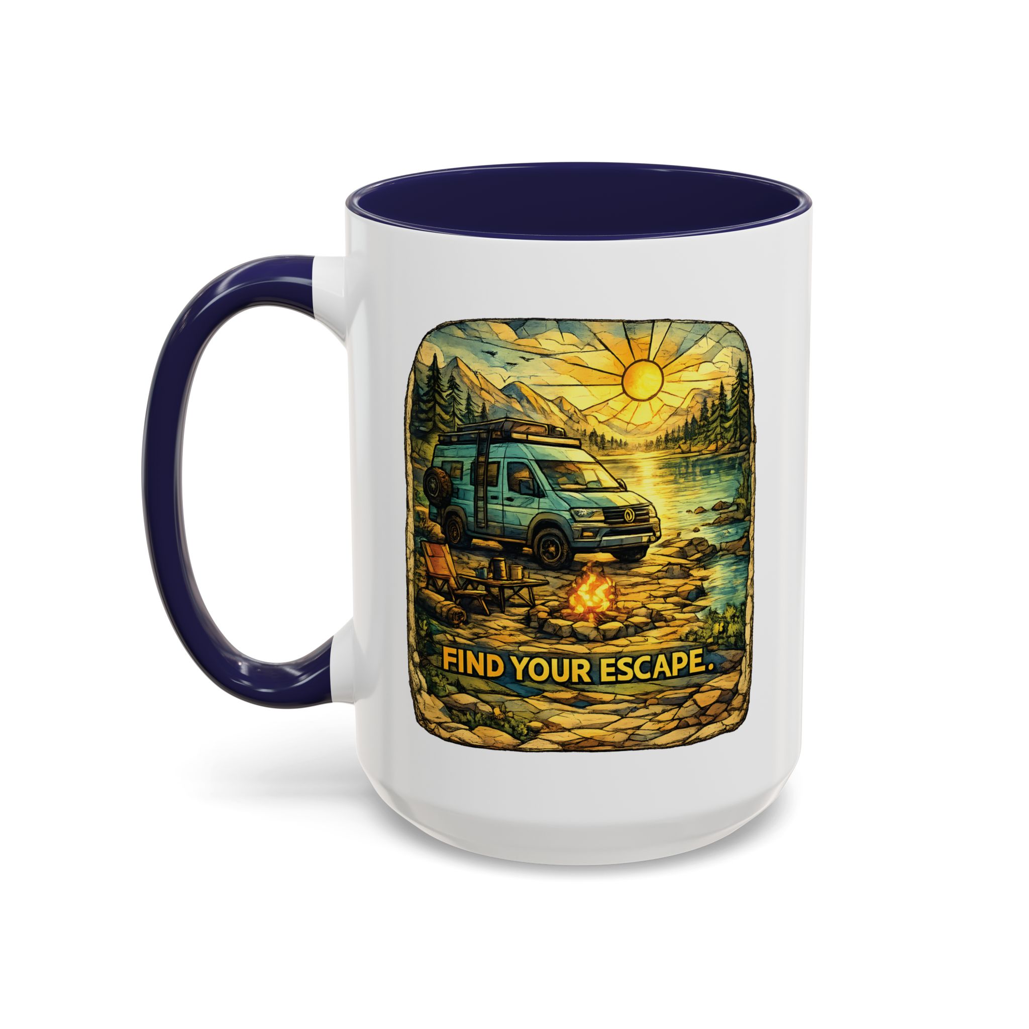 14650469118383614479_2048.jpeg Accent Coffee Mug (11, 15oz) — "Find Your Escape" Design Cubic-Line