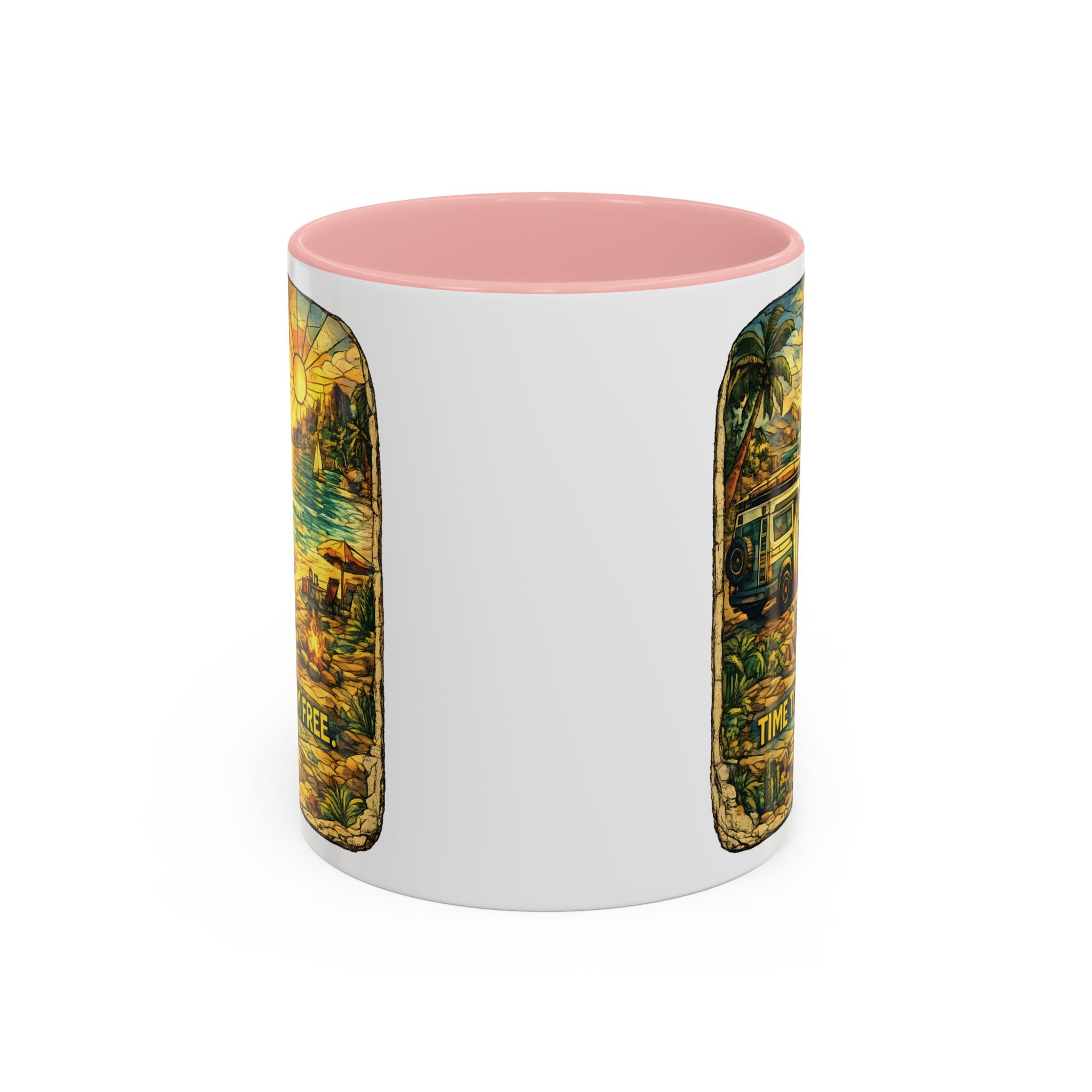 Accent Coffee Mug (11, 15oz) — "Time To Roam Free" Design Cubic-Line