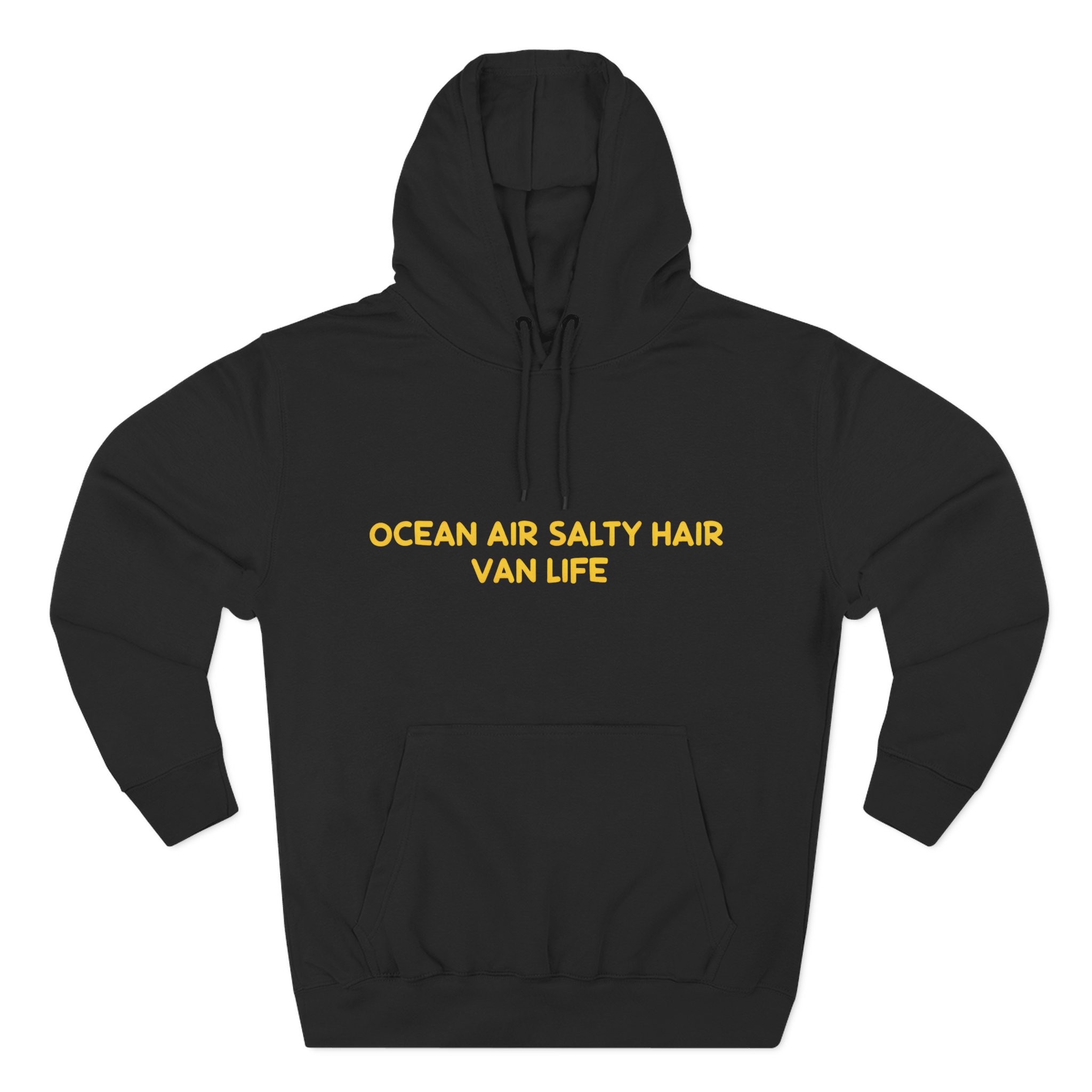 Three-Panel Fleece Hoodie - "Ocean Air Salty Hair Van Life" Design Sitcom-Line