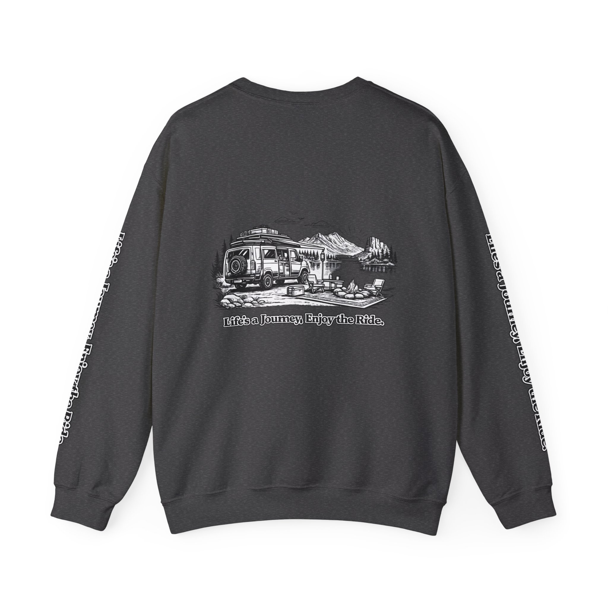 Unisex Heavy Blend™ Crewneck Sweatshirt — "Lifes A Journey,Enjoy The Ride" Design Minimal-Line