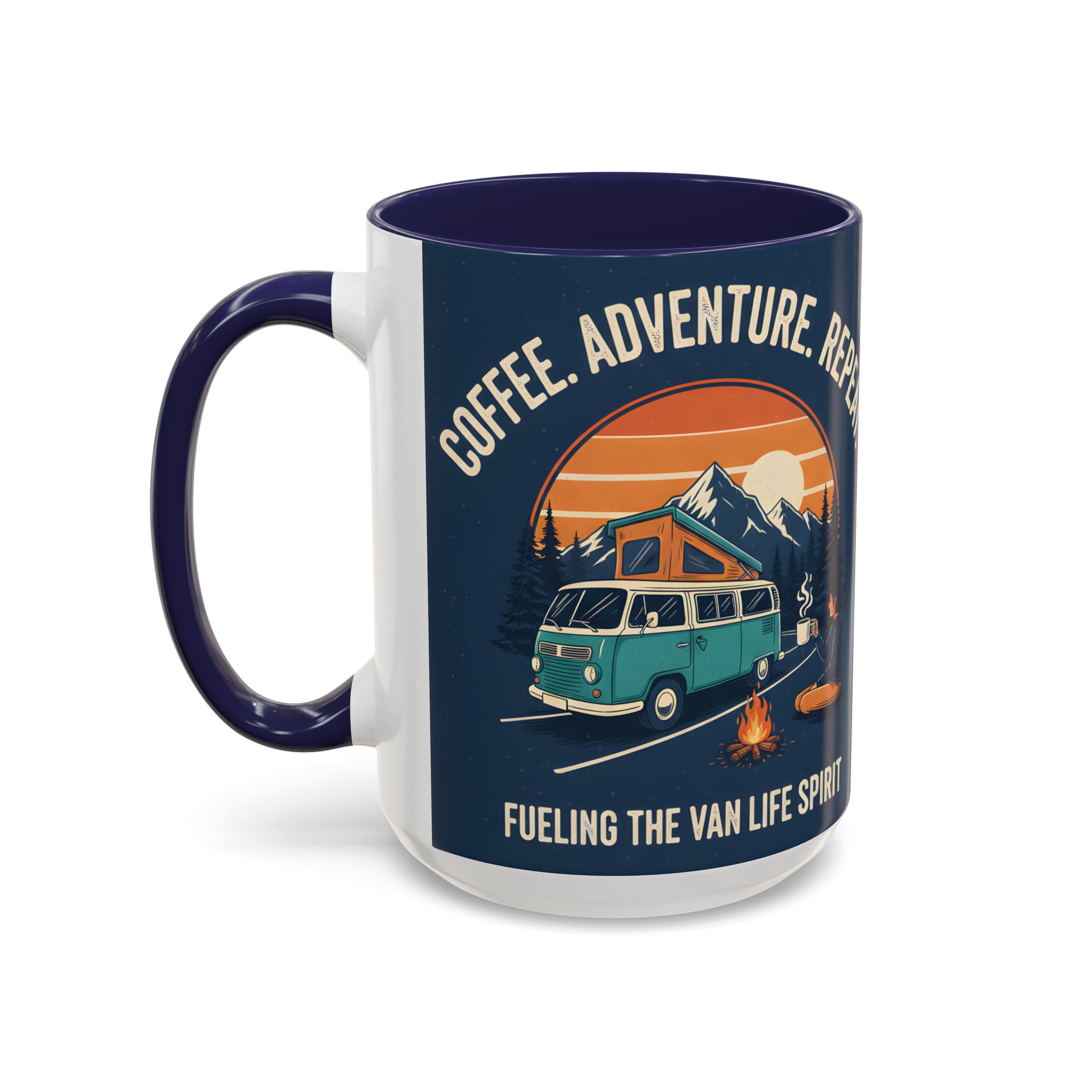 Accent Coffee Mug (11, 15oz) - "Coffee. Adventure. Repeat."