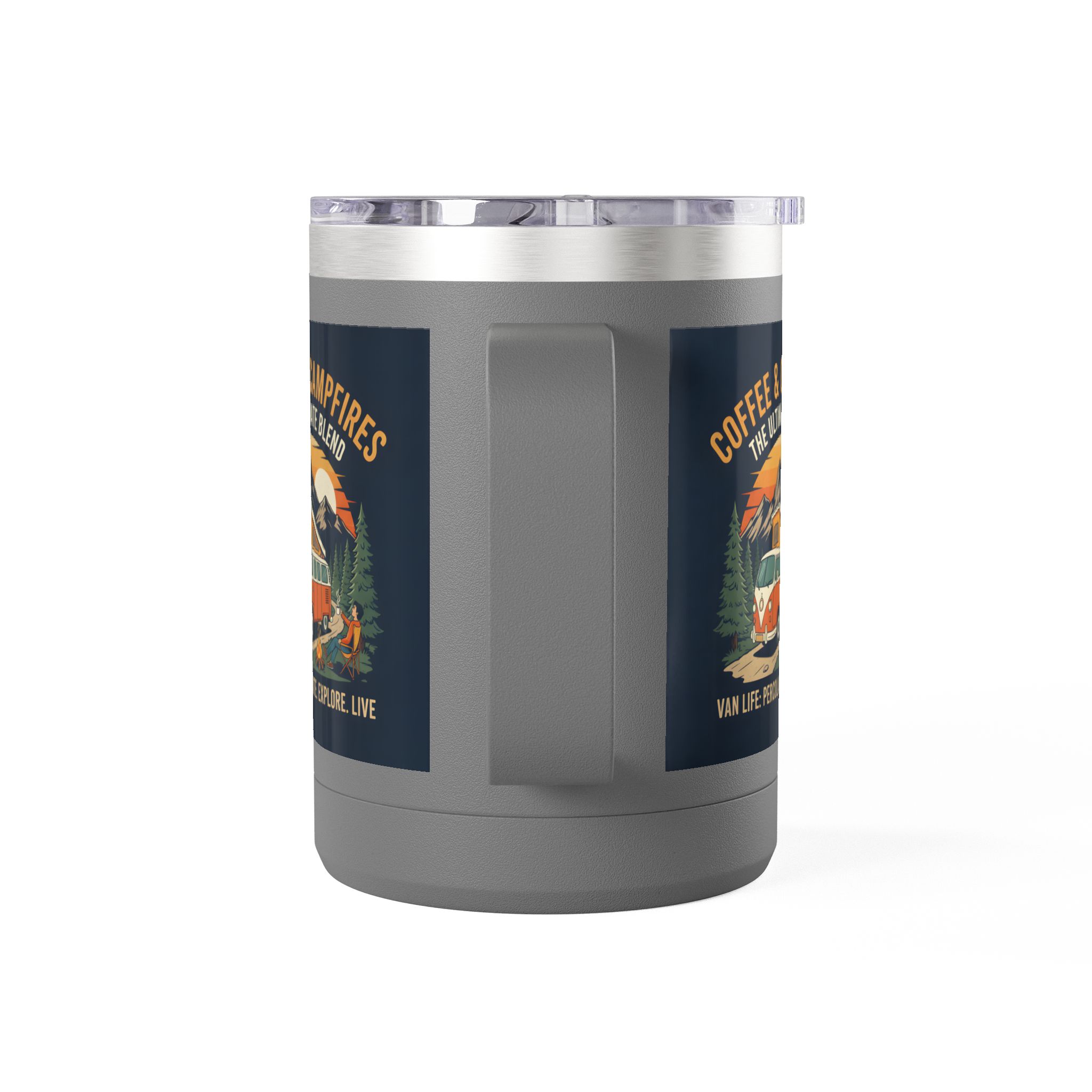 Coffee Mug Tumbler, 15oz — “Coffee & Campfires: The Ultimate Blend”