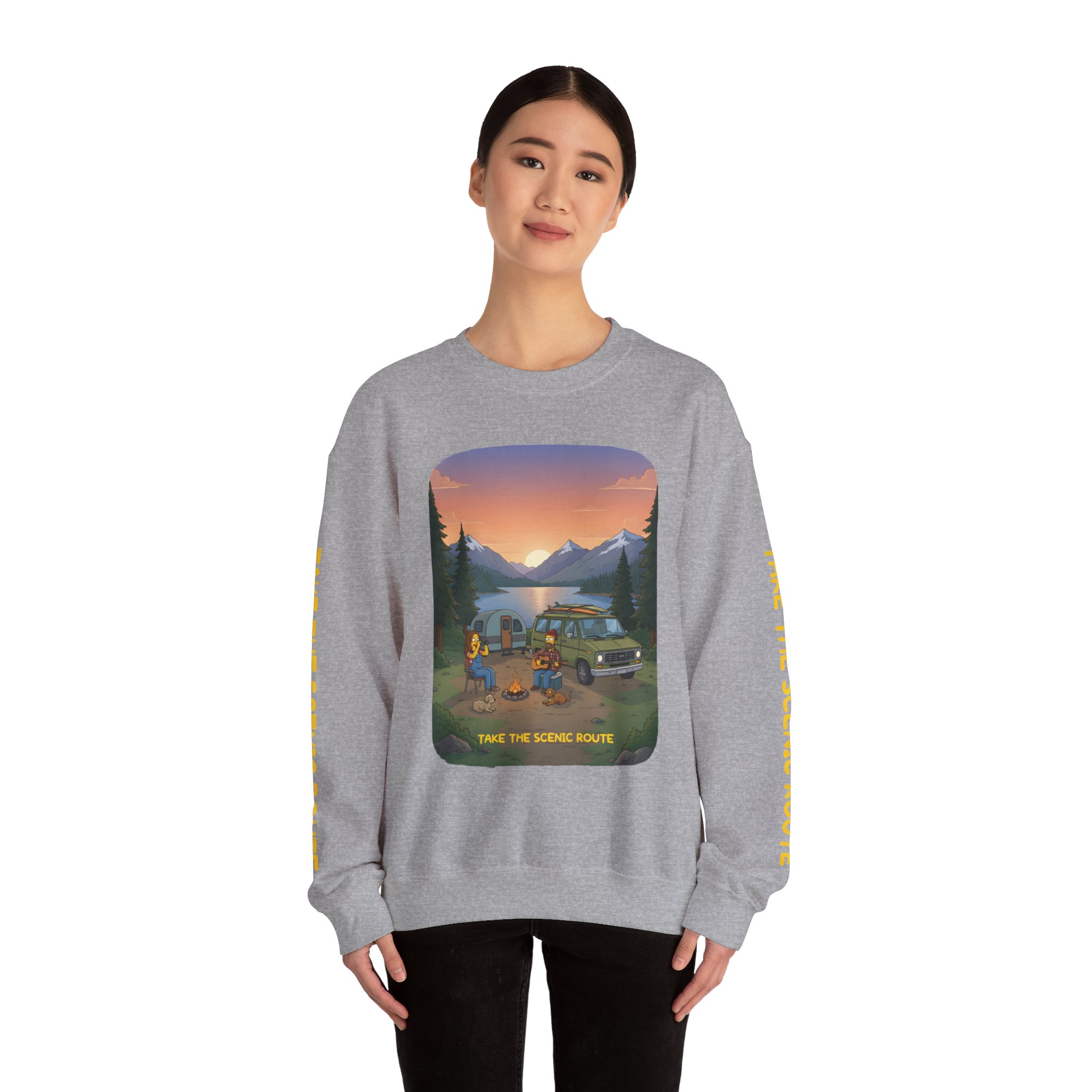 Unisex Heavy Blend™ Crewneck Sweatshirt — "Take The Scenic Route" Design Sitcom-Line