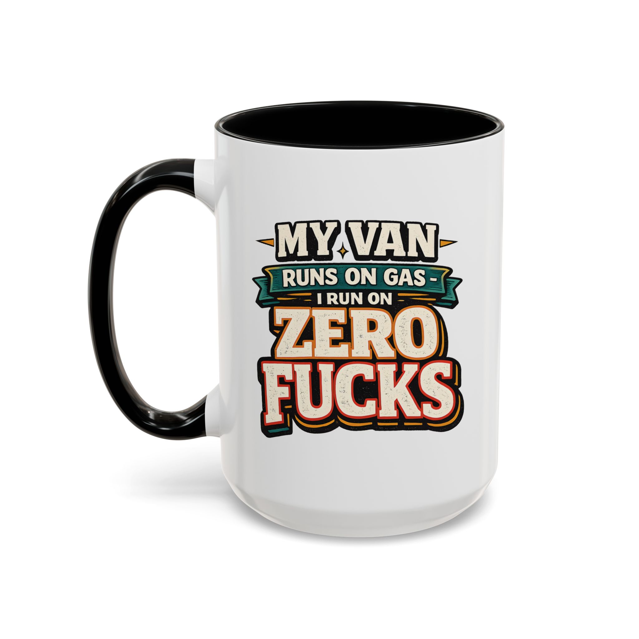 Accent Coffee Mug (11, 15oz) — "My Van Runs On Gas" Design F**K-Line