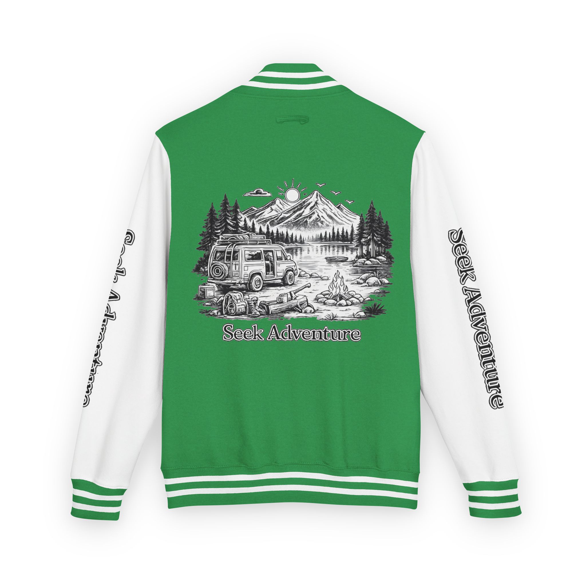 14673576724072081127_2048-2.jpeg Unisex Heavyweight Letterman Jacket — "Seek Adventure" Travel Varsity Coat