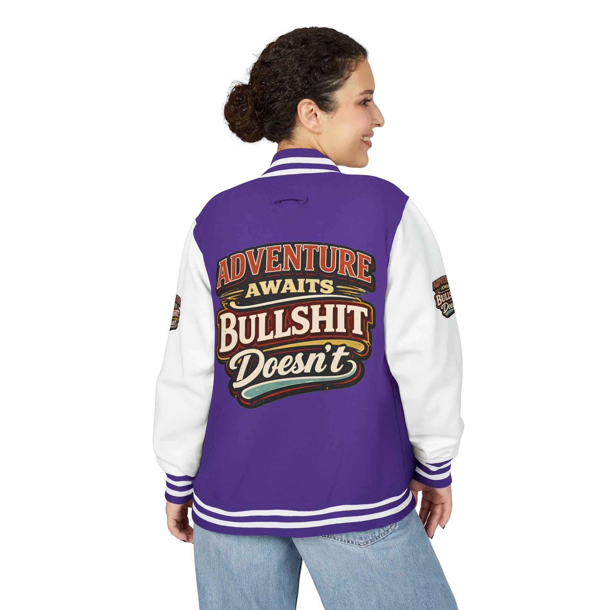 Unisex Heavyweight Letterman Jacket — "Adventure Awaits" Design F**K-Line