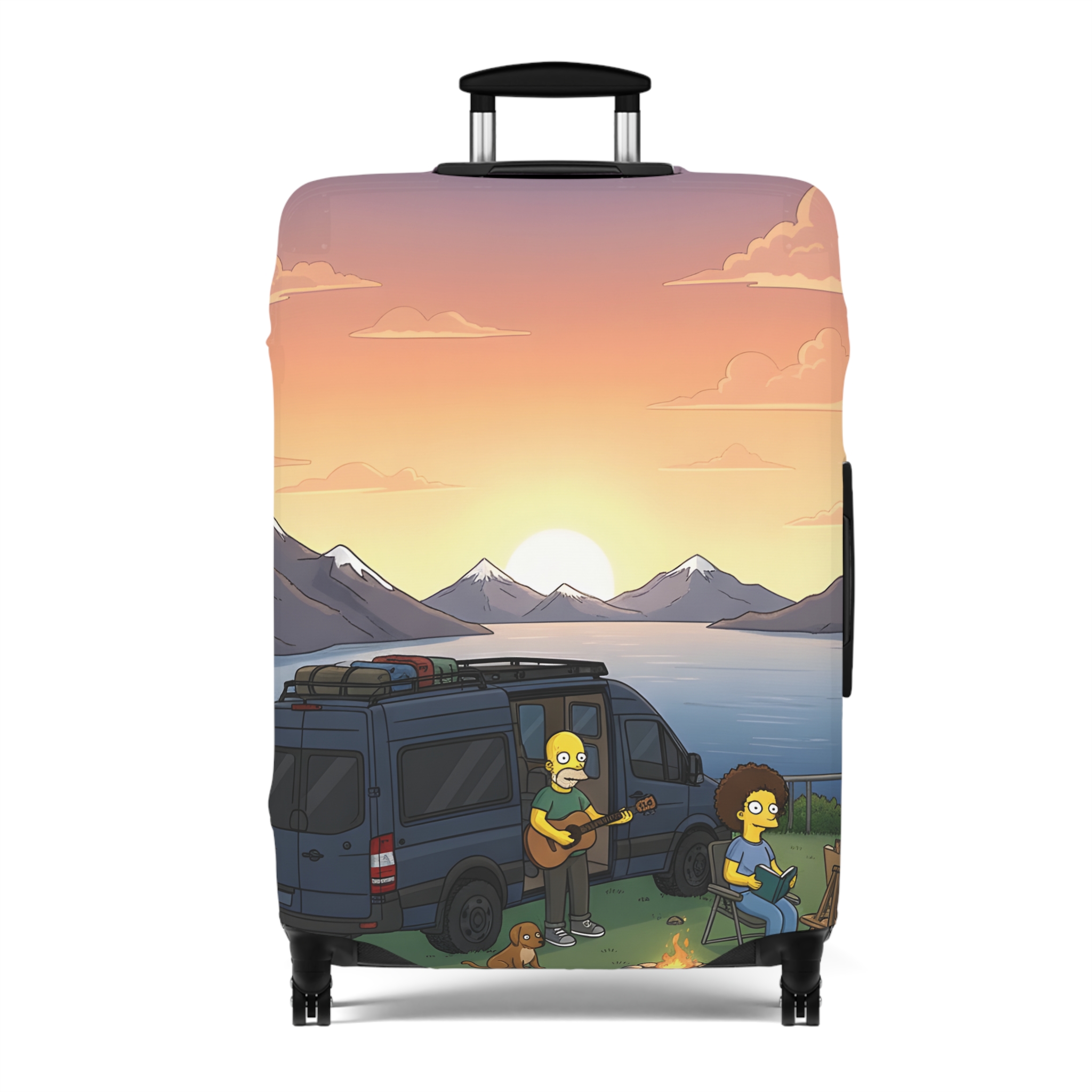Luggage Cover — Adventure Camper Sketch Travel Suitcase(Design Sitcom-Line)
