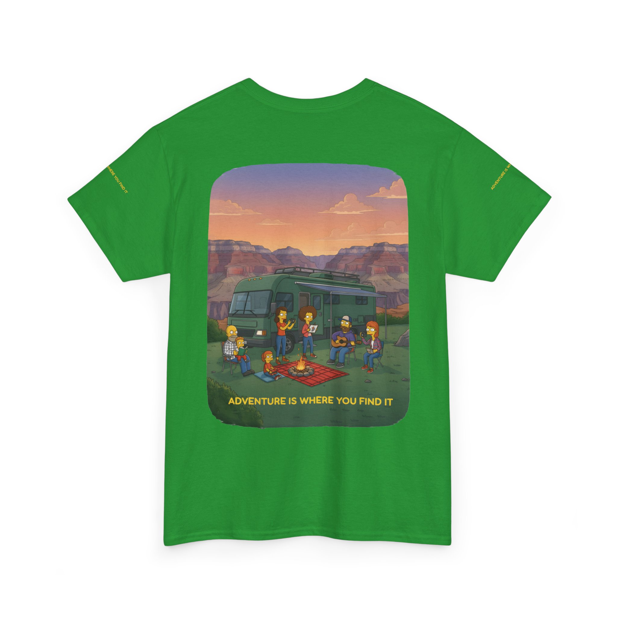 Unisex Heavy Cotton Tee — "Adventure Is Where You Find It" Design Sitcom-Line