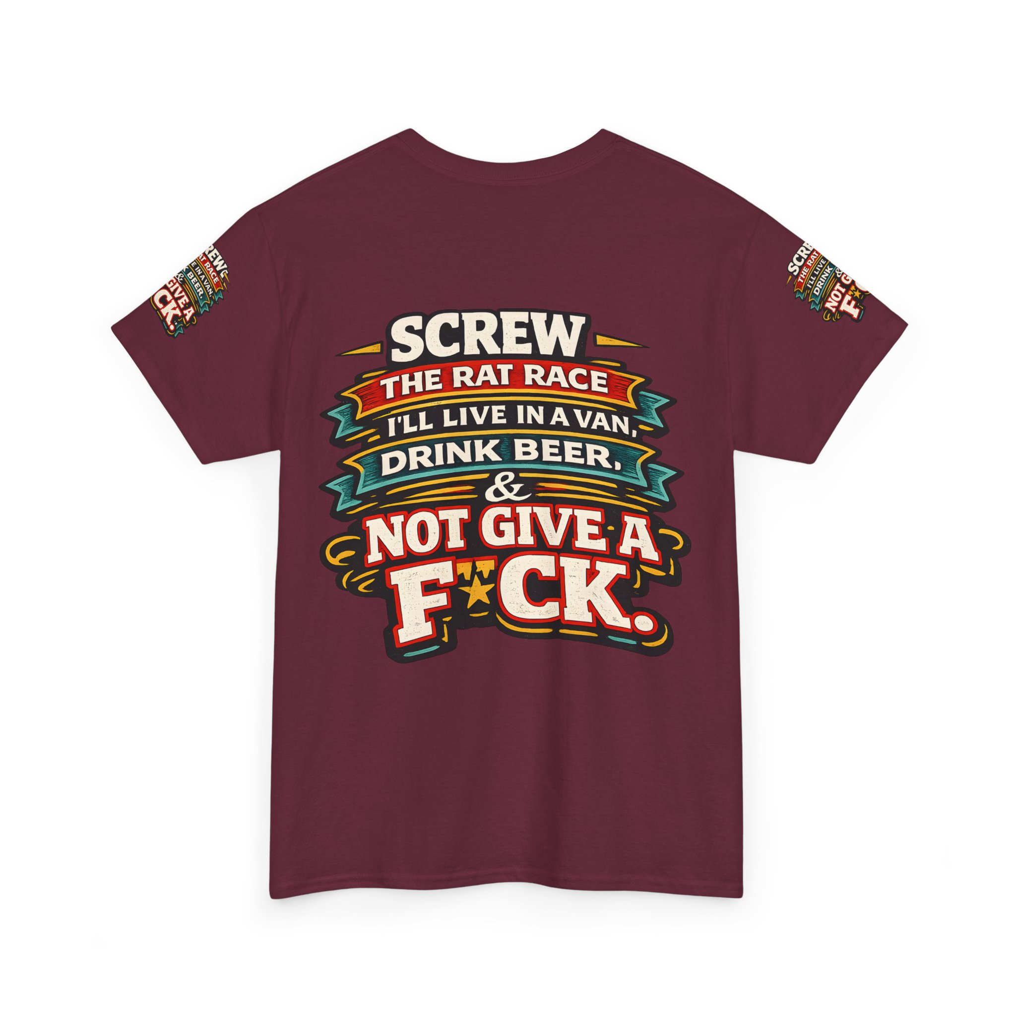 Unisex Heavy Cotton Tee — "Screw The Rat Race" Design F**K-Line
