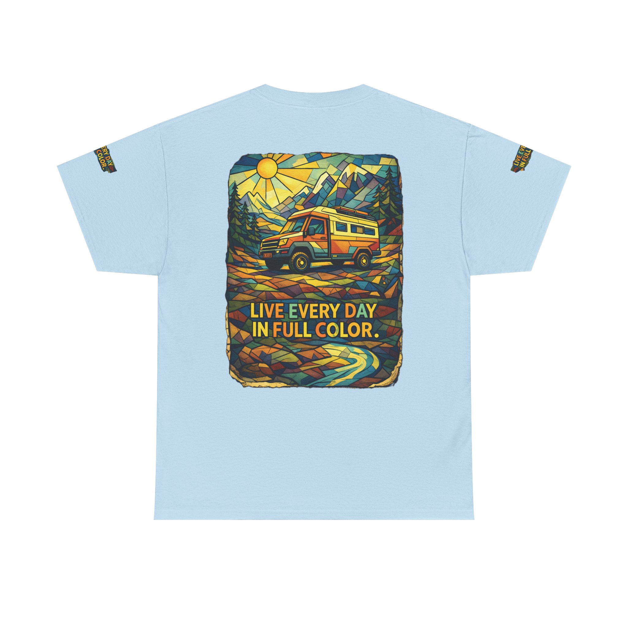 14688618652218021082_2048.jpeg Unisex Heavy Cotton Tee — "Live Life Every Day In Full Color" Design Cubic-Line