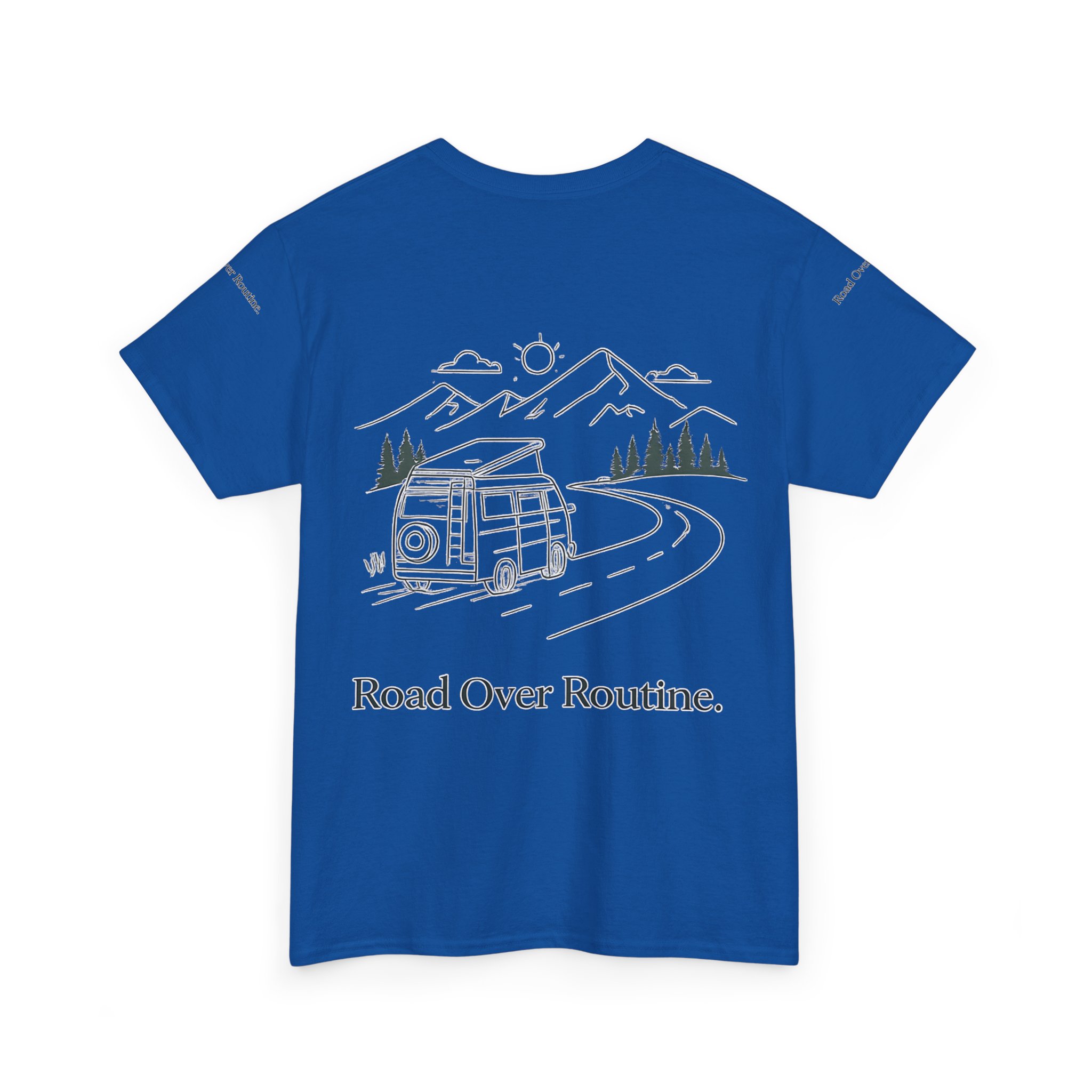 Unisex Heavy Cotton Tee — "Road Over Routine" Design Minimal-Line