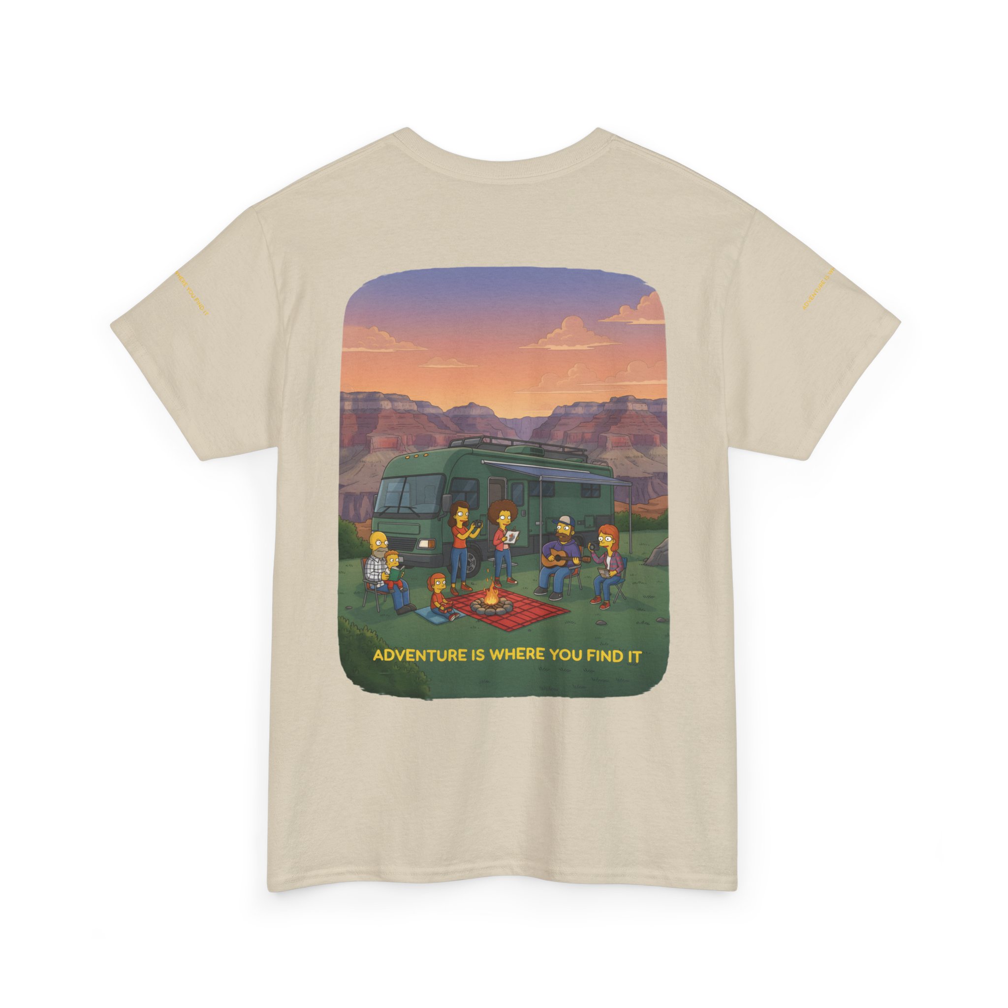 Unisex Heavy Cotton Tee — "Adventure Is Where You Find It" Design Sitcom-Line
