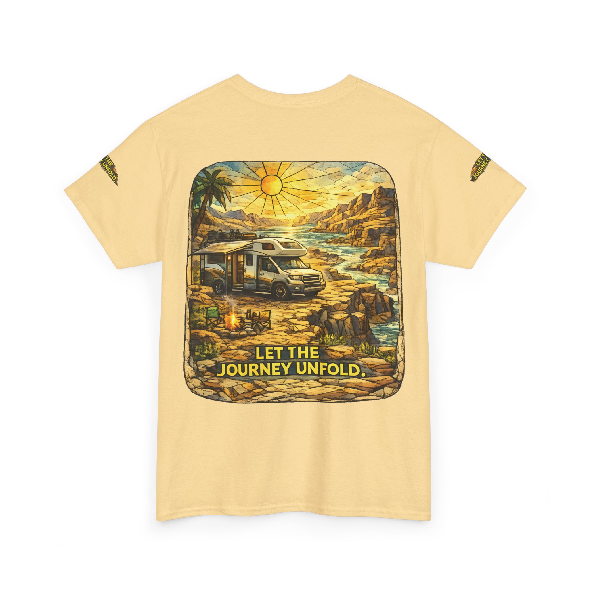 Unisex Heavy Cotton Tee — "Let The Journey Unfold" Design Cubic-Line