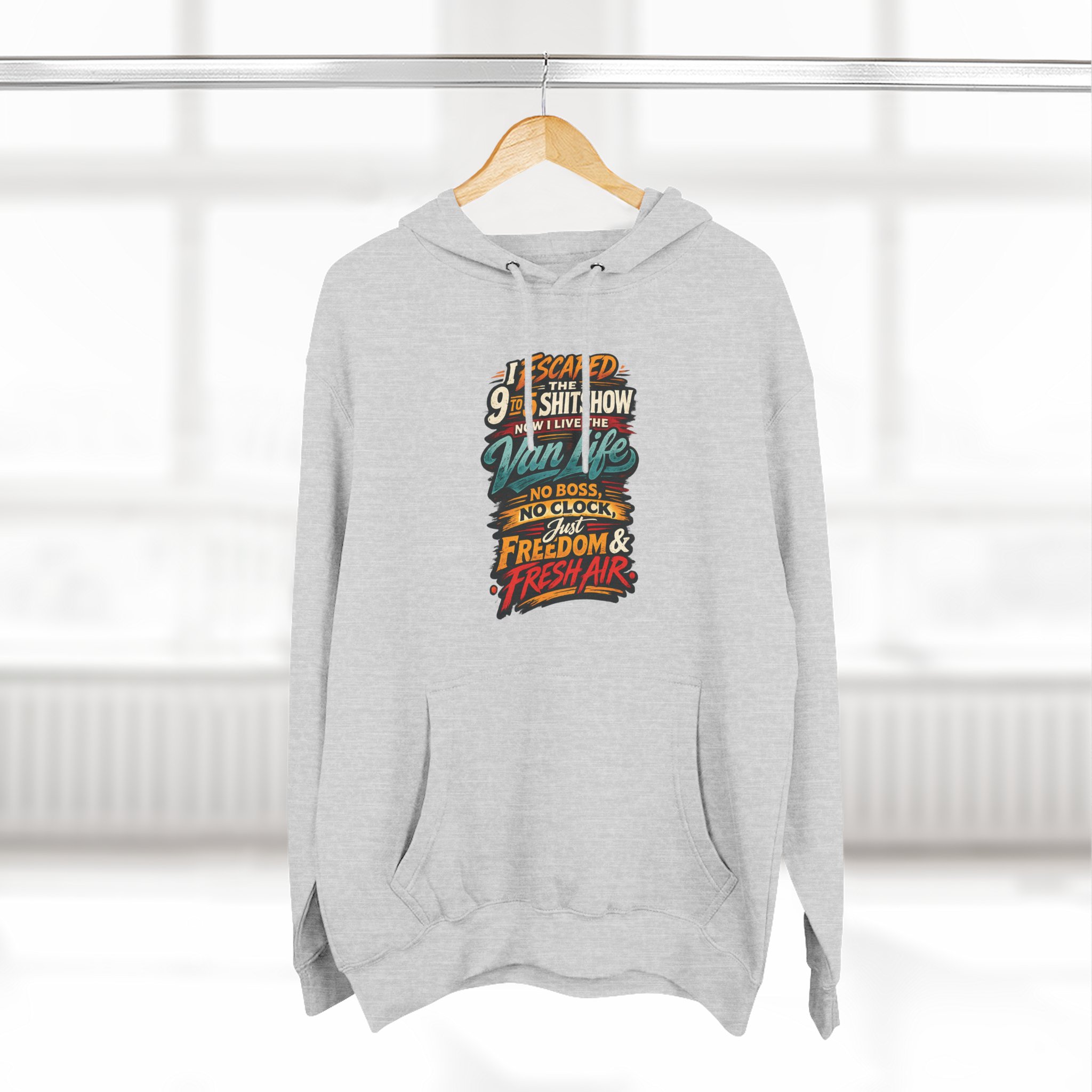 14695791364449188835_2048.jpeg Three-Panel Fleece Hoodie - "I Escaped The 9 To 5" Design F**K-Line