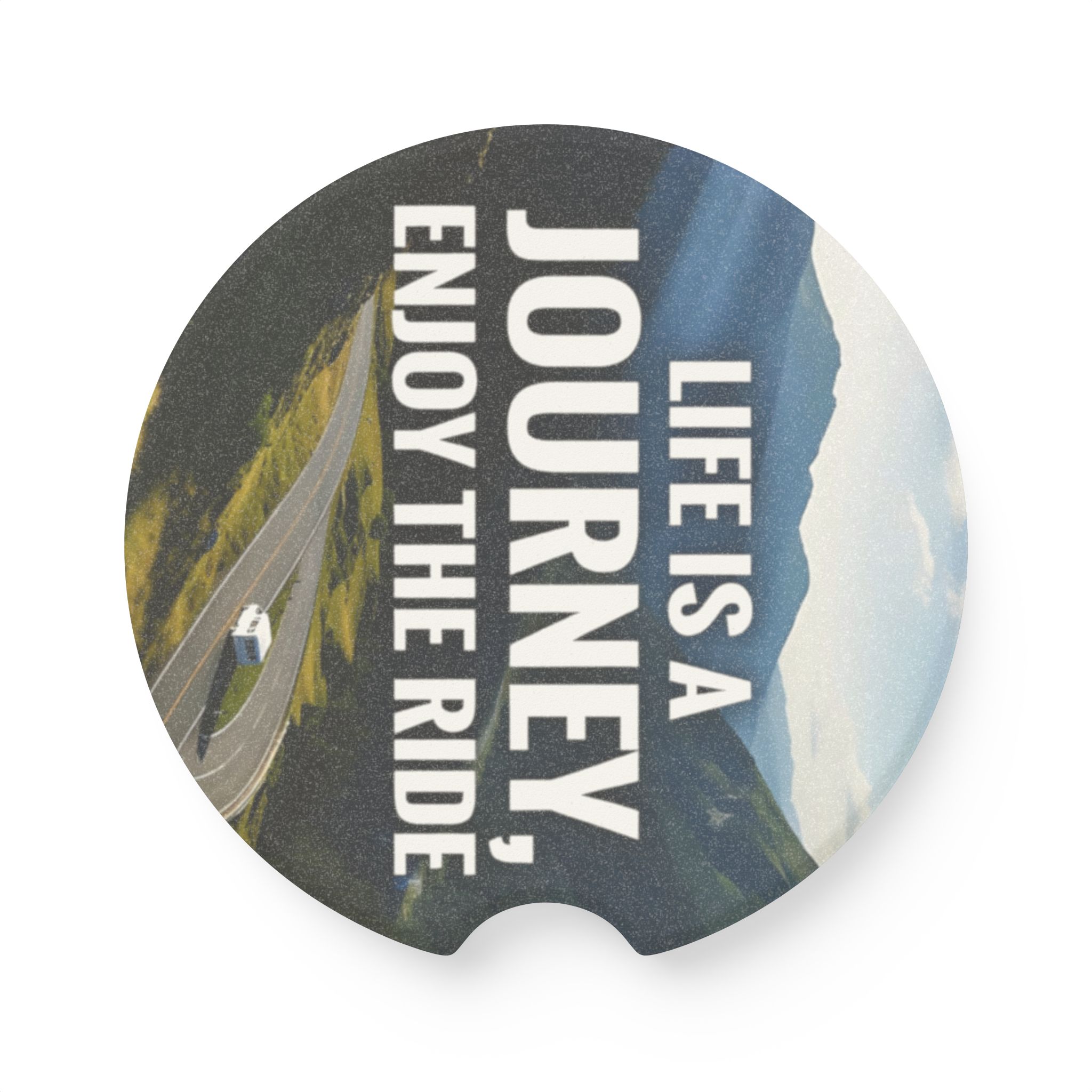 Soapstone Car Coaster — "Life Is a Journey, Enjoy the Ride" Drink Holder