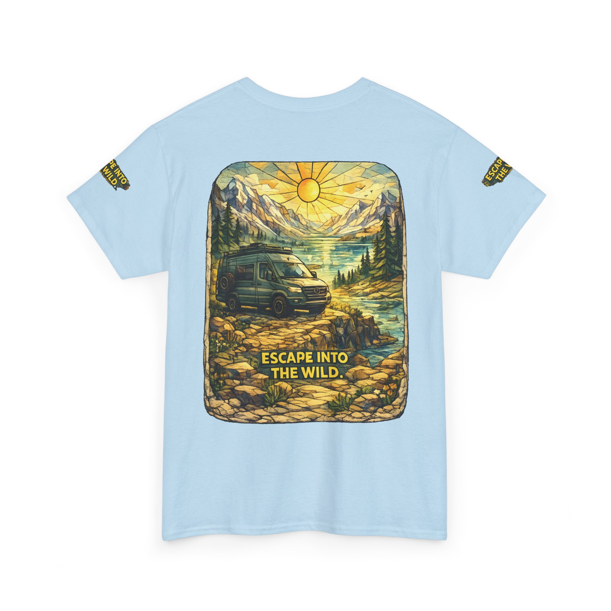 Unisex Heavy Cotton Tee — "Escape Into The Wild" Design Cubic-Line