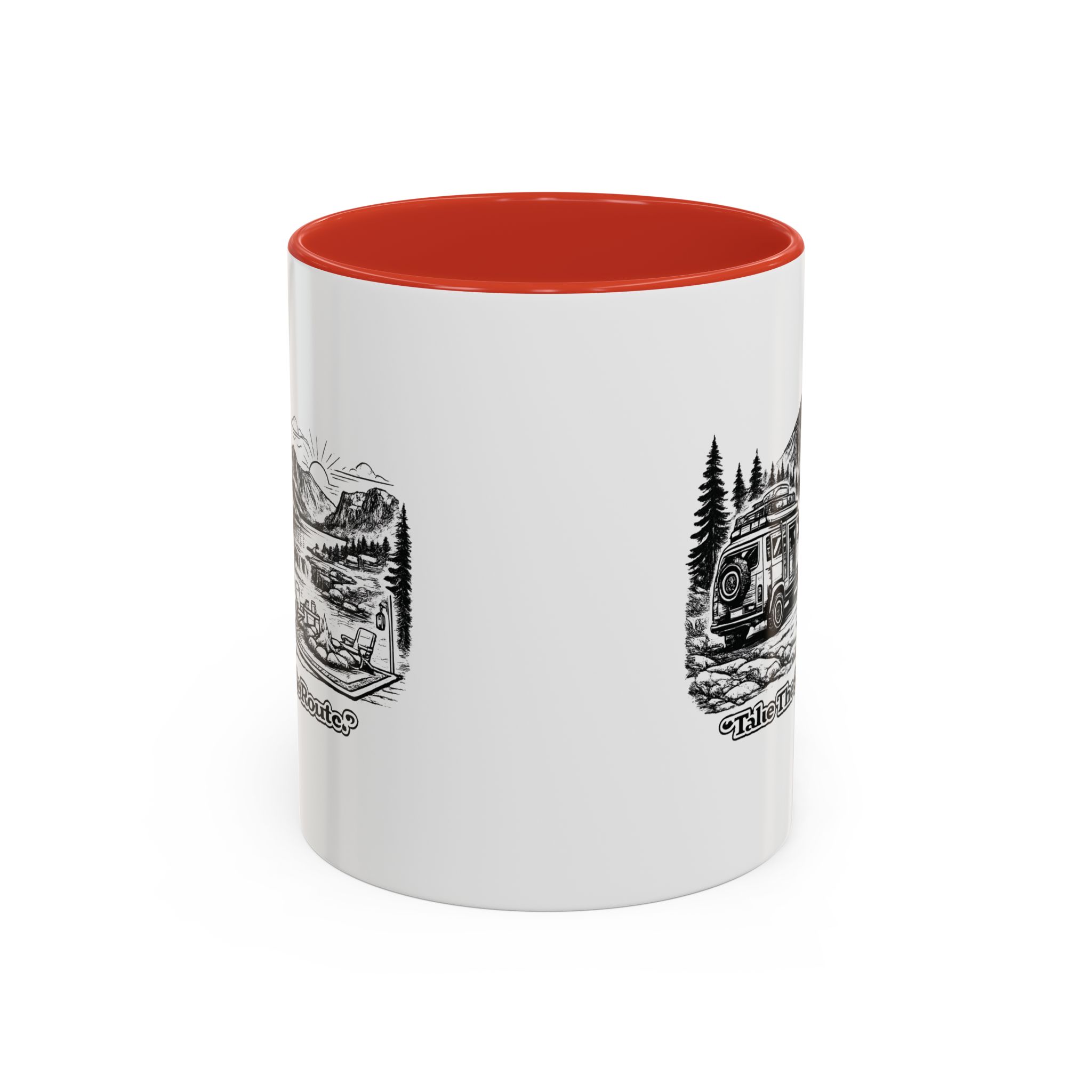 Accent Coffee Mug (11, 15oz) — "Take The Scenic Route" Design Minimal-Line