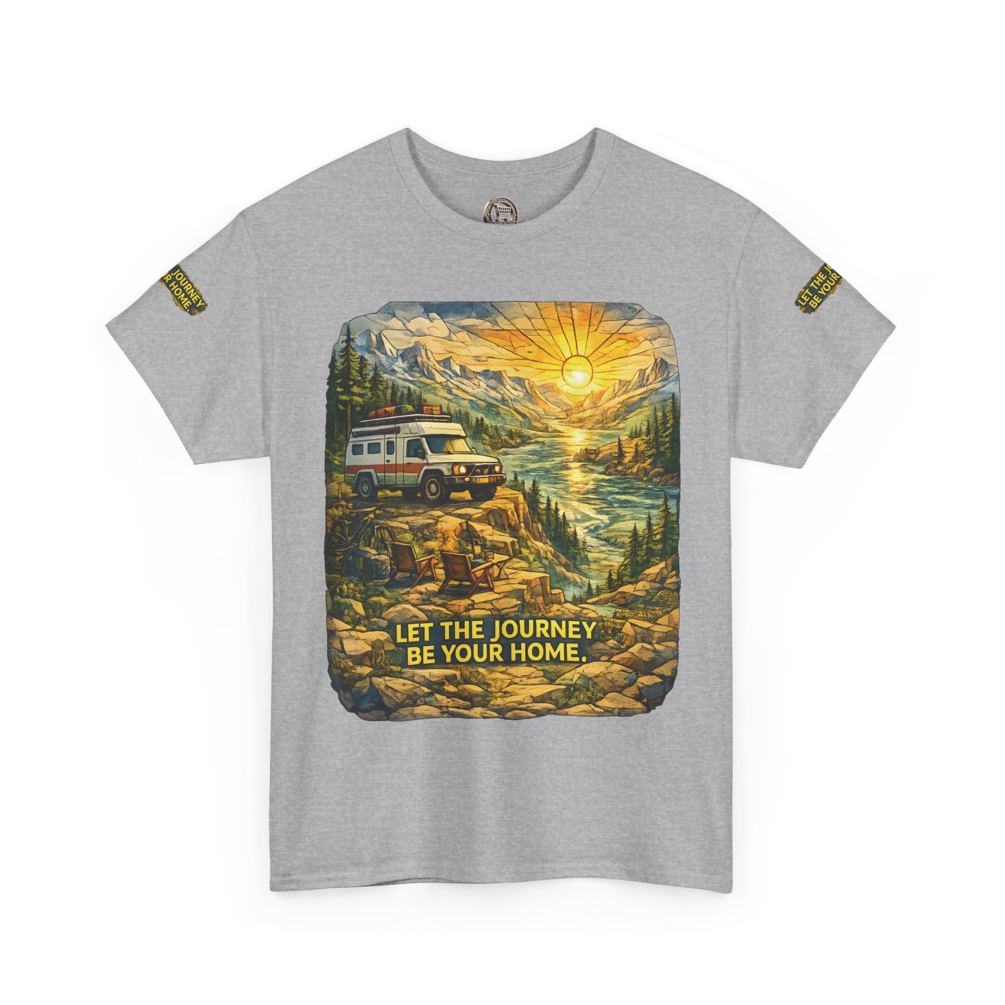 14703487970777710500_2048.jpeg Unisex Heavy Cotton Tee — "Let The Journey Be Your Home" Design Cubic-Line
