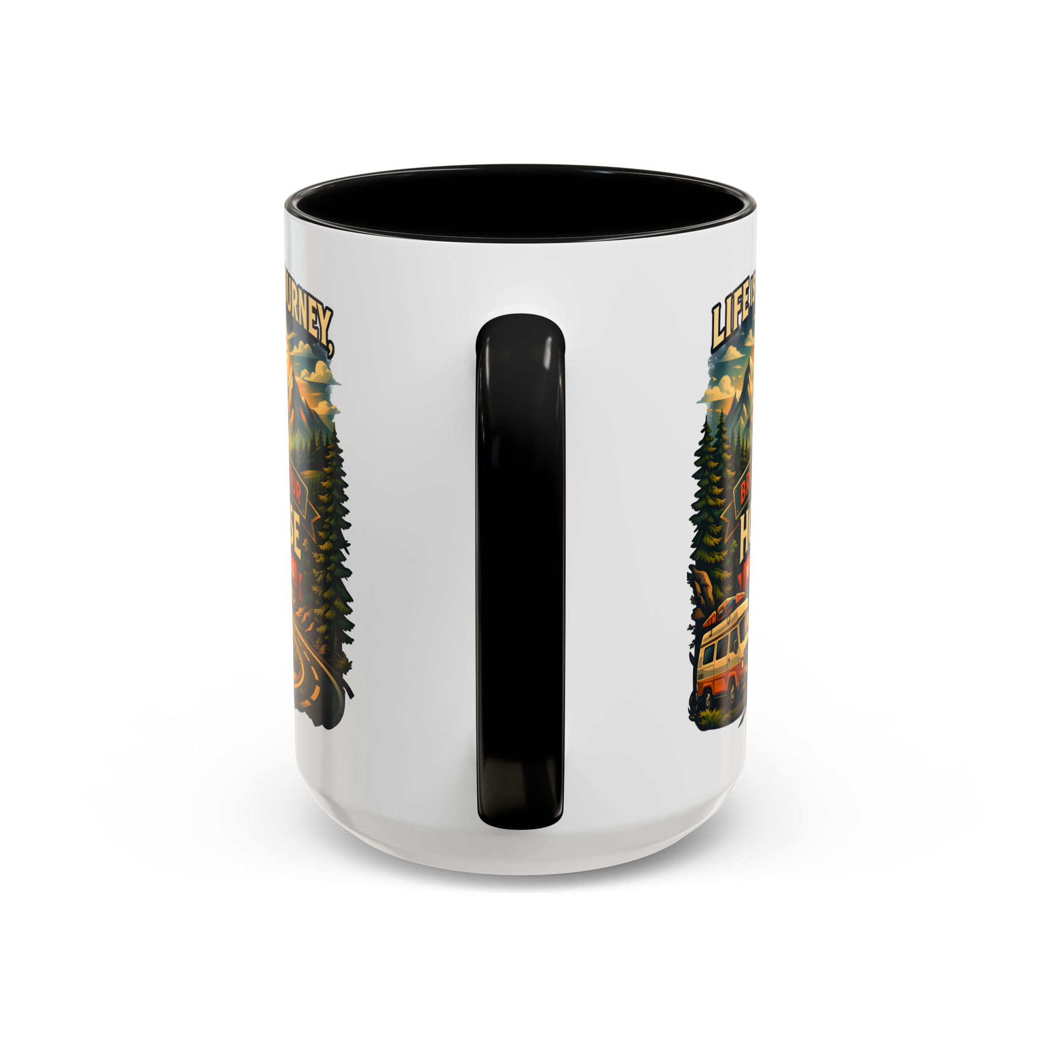 Accent Coffee Mug (11, 15oz) — "Live Is A Journey-Bring Your House With You" Design Scenic-Line