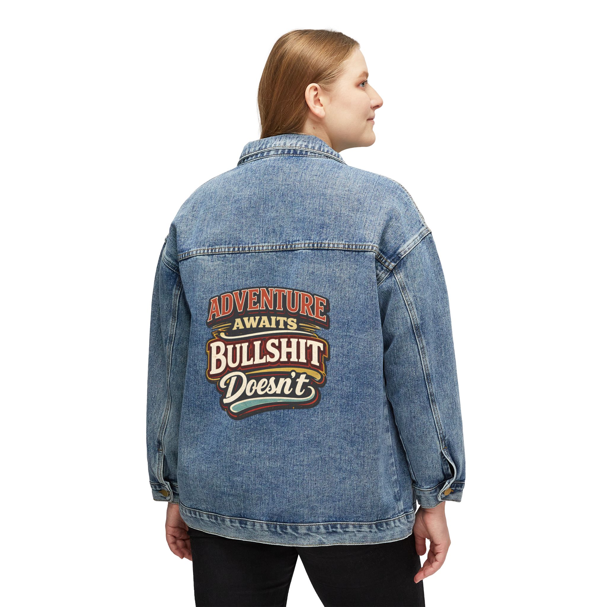 Women's Denim Jacket — "Adventure Awaits" Design F**K-Line