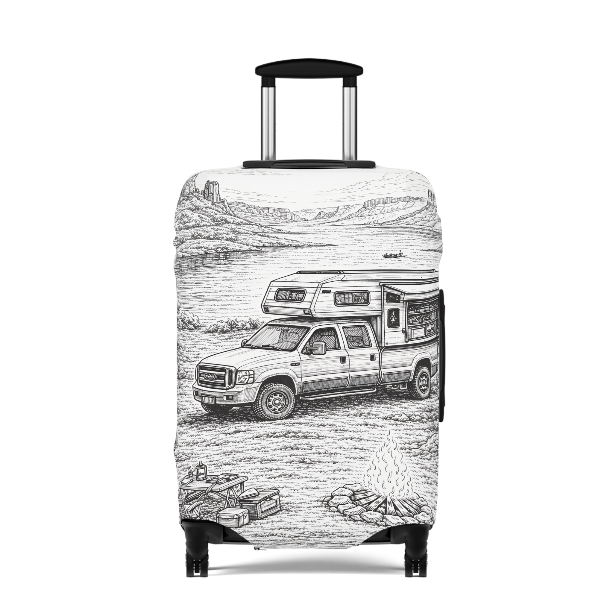 14707788208488979731_2048.jpeg Luggage Cover — Adventure Camper Sketch Travel Suitcase