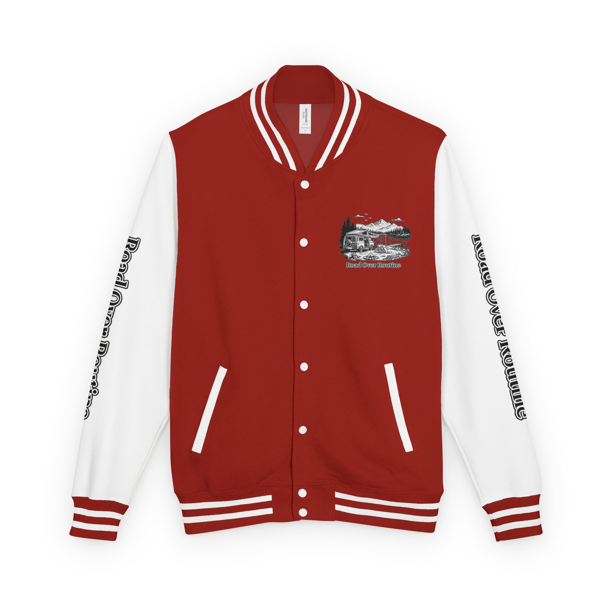 14709578978324515153_2048-1.jpeg Unisex Heavyweight Letterman Jacket — "Road Over Routine" Travel Varsity Coat