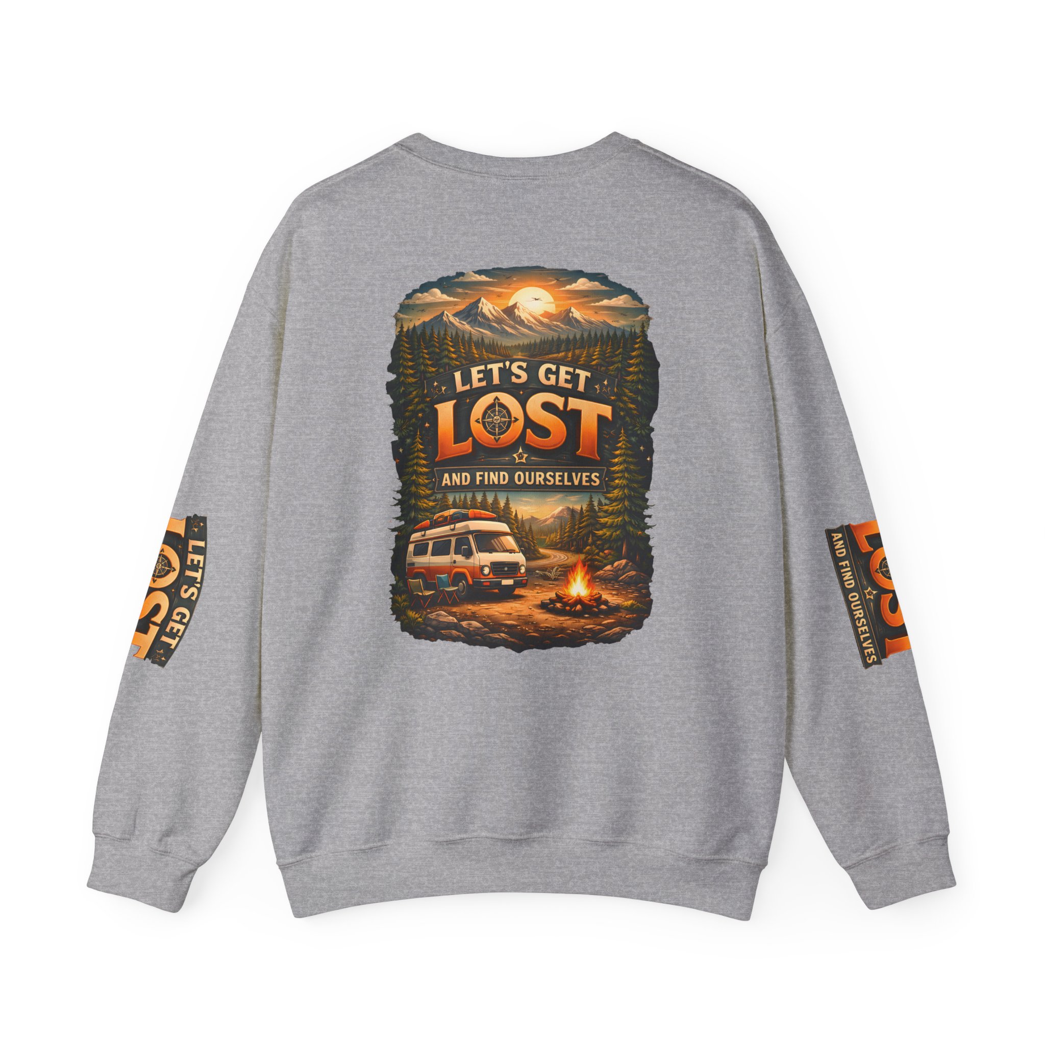 Unisex Heavy Blend™ Crewneck Sweatshirt — "Let´s Get Lost And Found Ourselfs" Design Scenic-Line