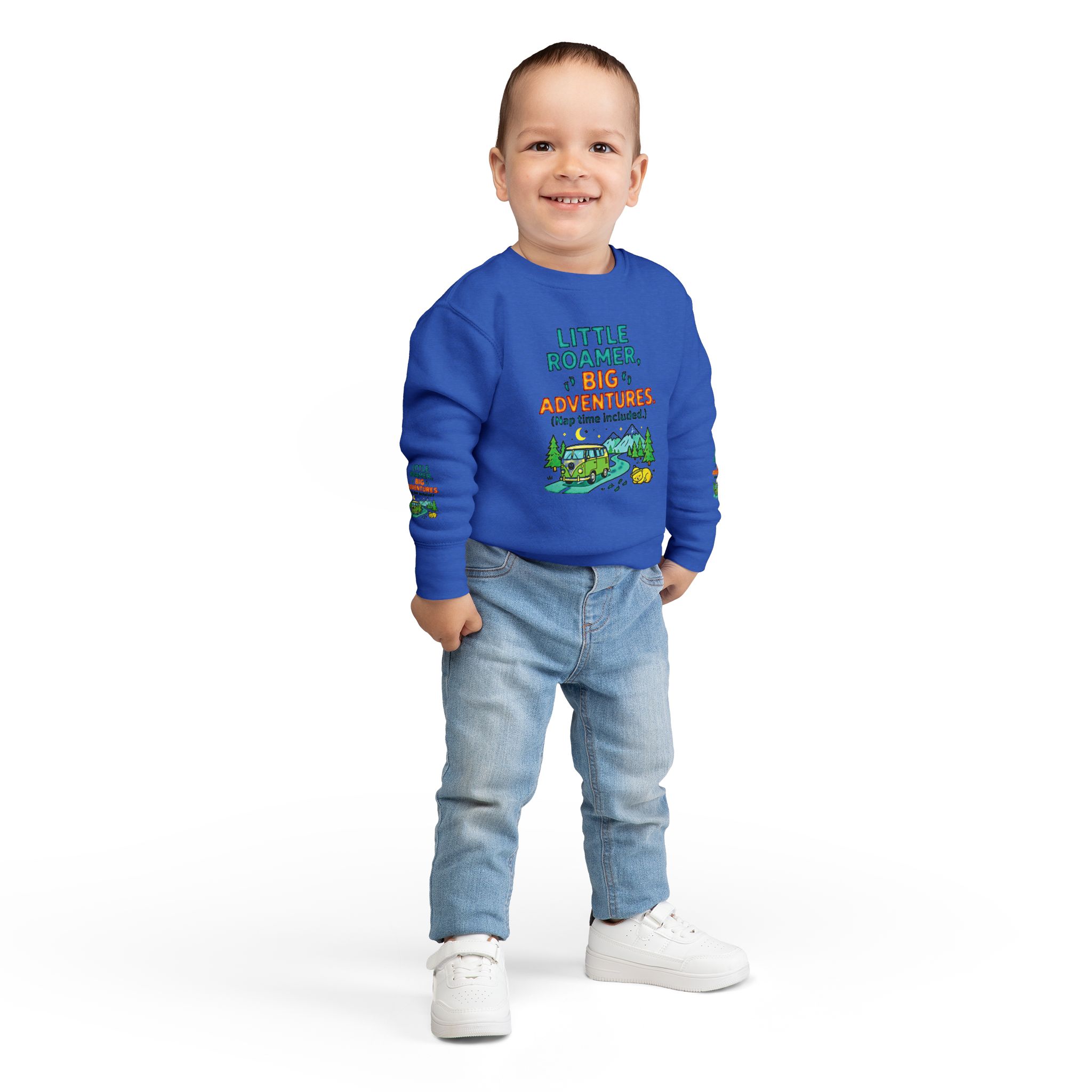 Toddler Sweatshirt(Rabbit Skins) — "Little Roamer, Big Adventures-Nap Time Included" Camper Pullover