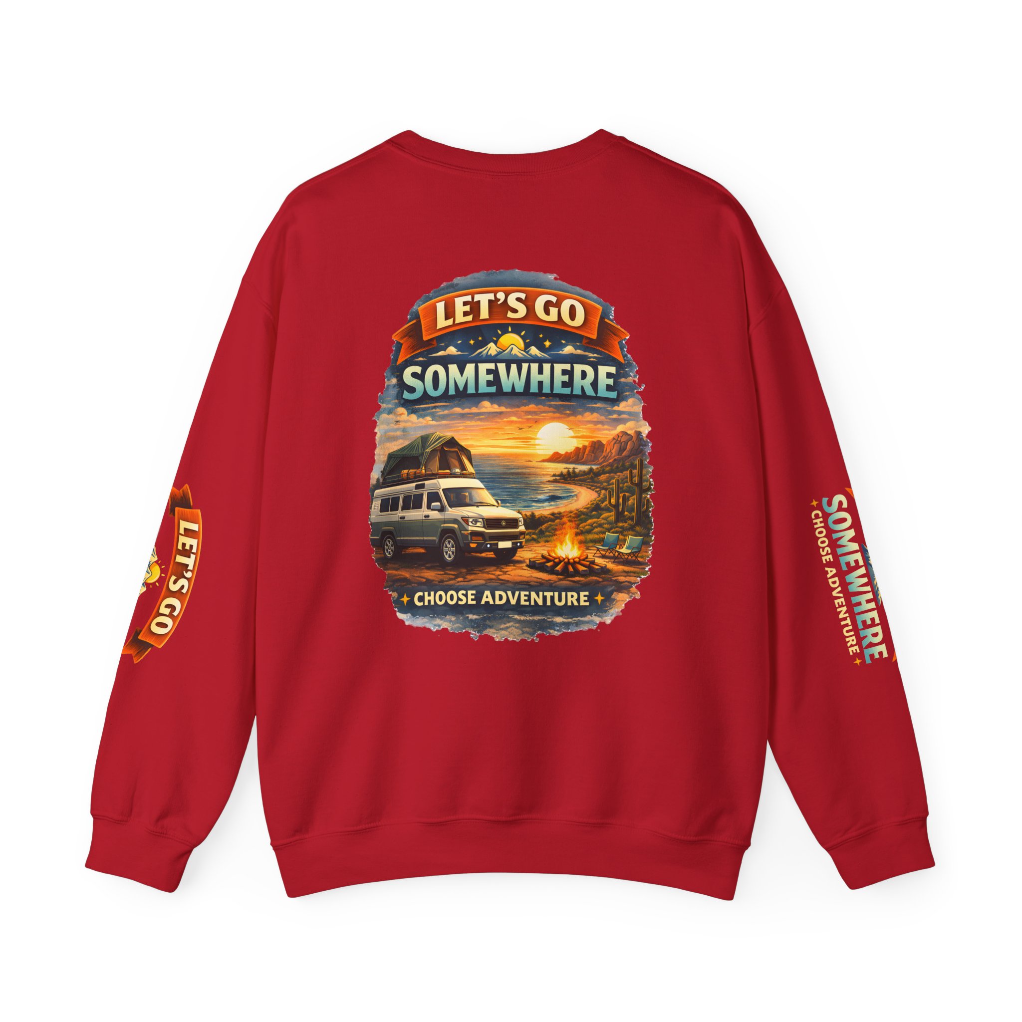 Unisex Heavy Blend™ Crewneck Sweatshirt — "Lets Go Somewhere" Design Scenic-Line