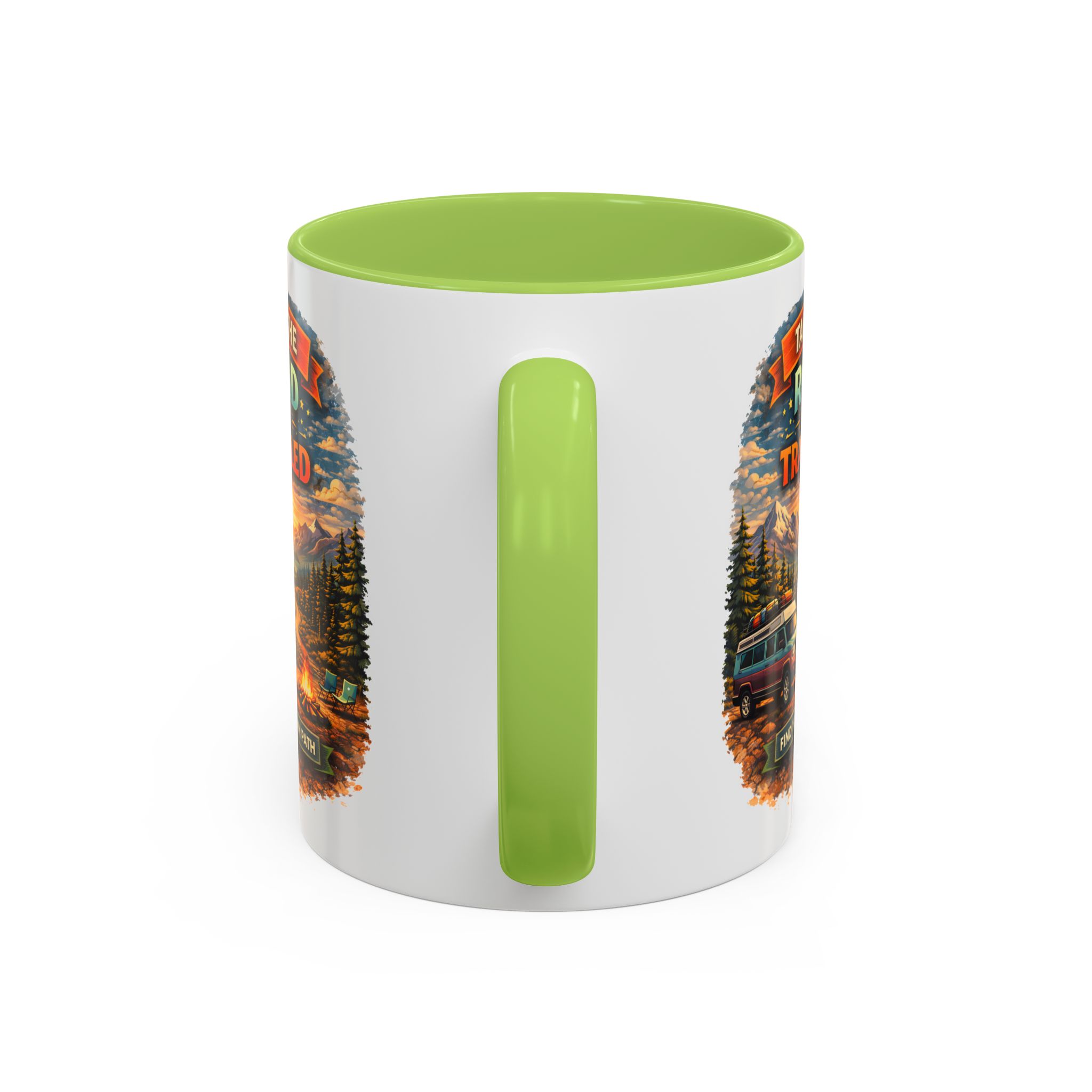 14719435559672936388_2048.jpeg Accent Coffee Mug (11, 15oz) — "Take The Road Less Traveled" Design Scenic-Line