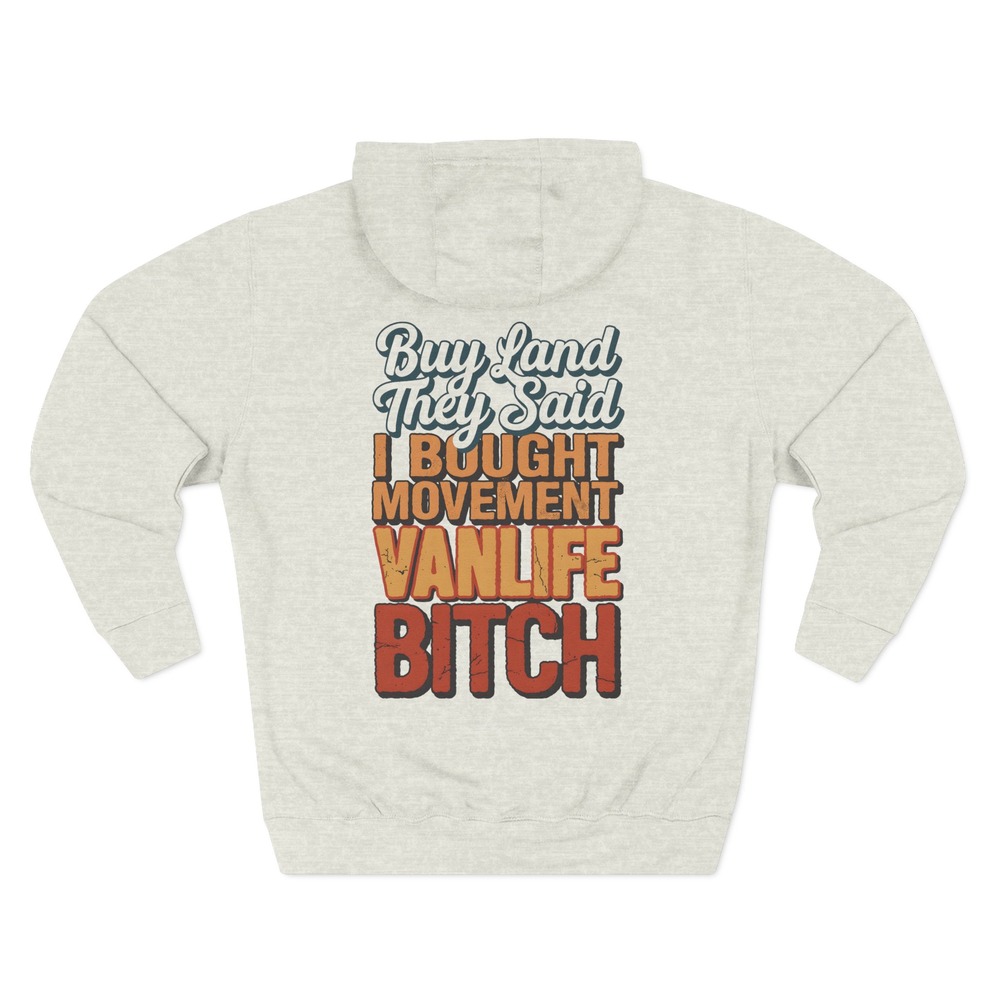 14719872083779827301_2048.jpeg Three-Panel Fleece Hoodie - "Buy Land They Said" Design F**K-Line