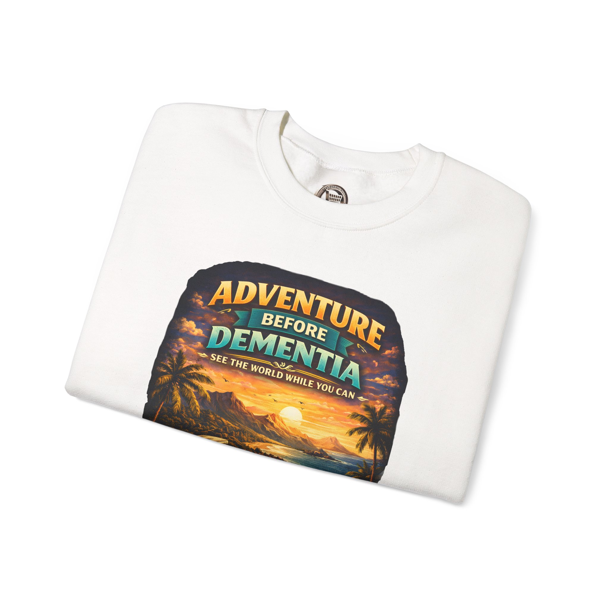 Unisex Heavy Blend™ Crewneck Sweatshirt — "Adventure Before Dementia" Design Scenic-Line