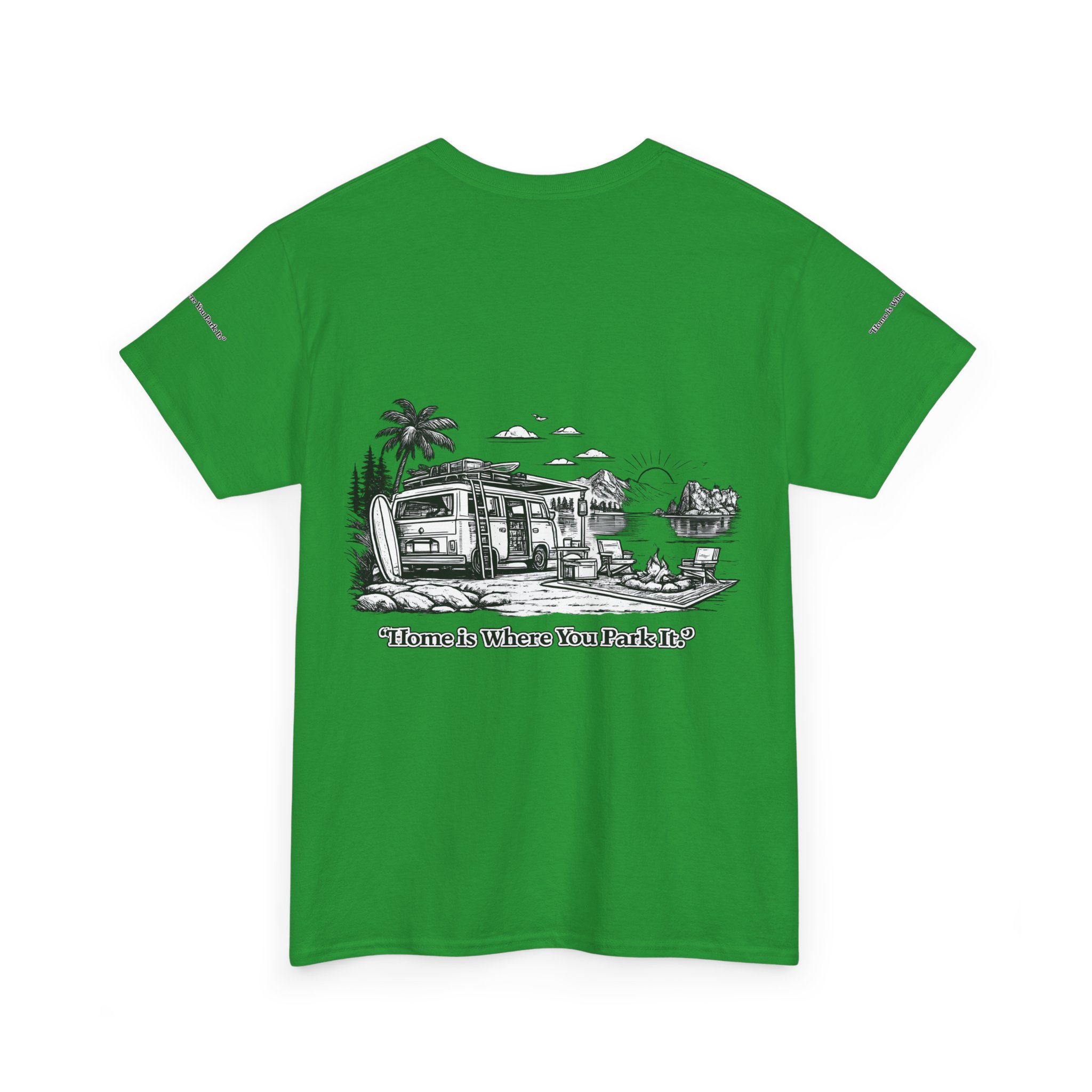 14722376714499907737_2048.jpeg Unisex Heavy Cotton Tee — "Home Is Where You Park It" Design Minimal-Line