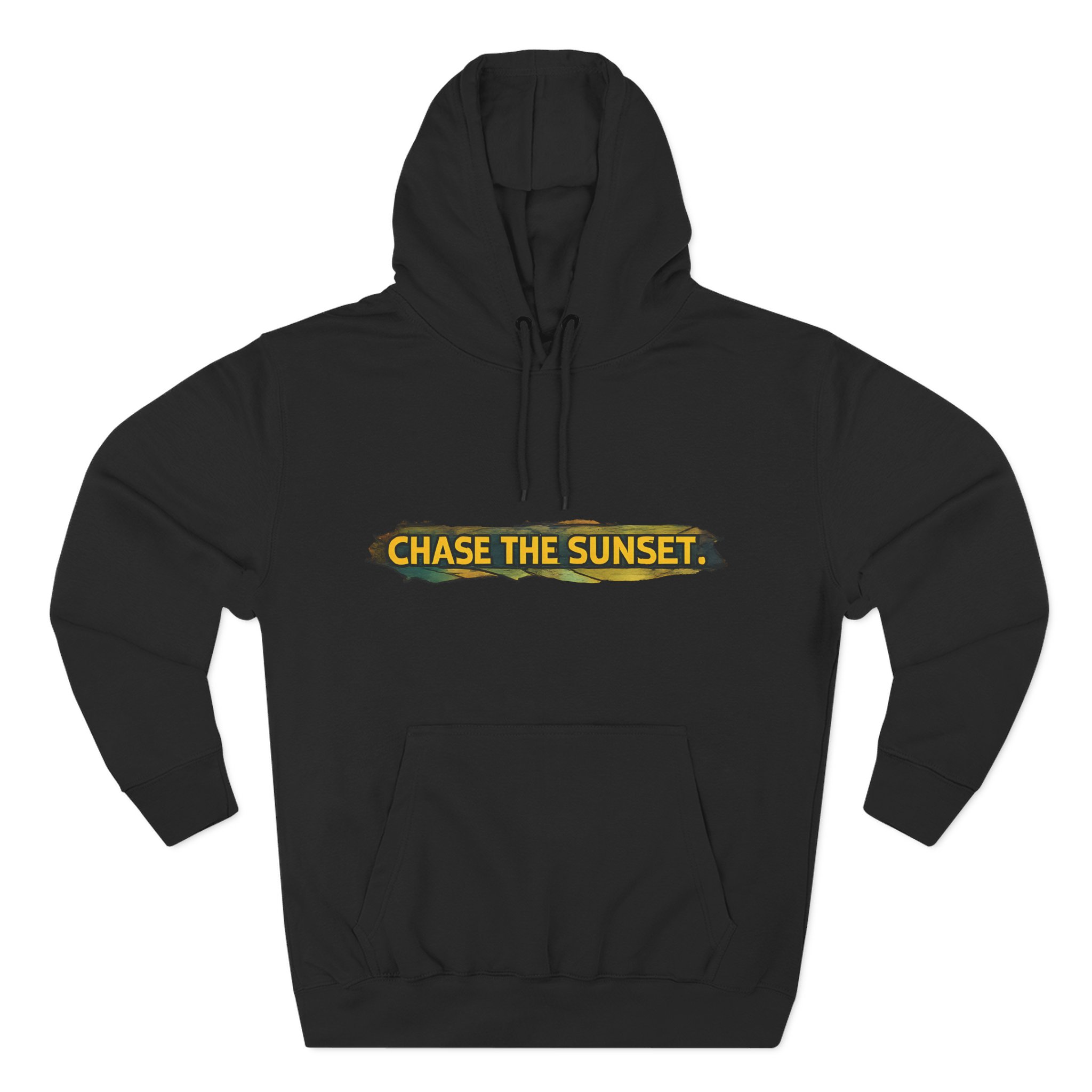 Three-Panel Fleece Hoodie - "Chase The Sunset" Design Cubic-Line