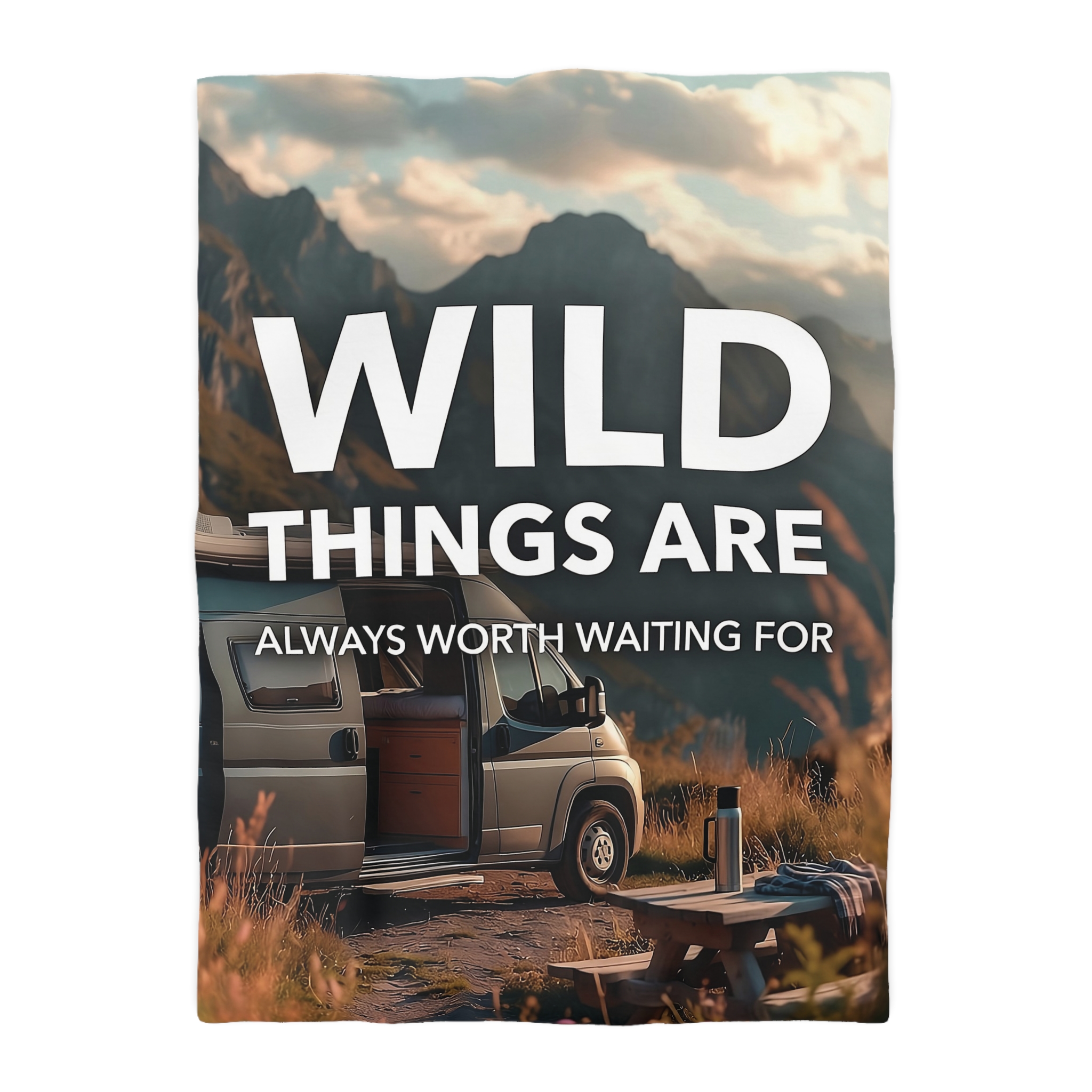 Duvet Cover — "Wild Things Are Always Worth Waiting For" Scenic Camper Bedroom Decor