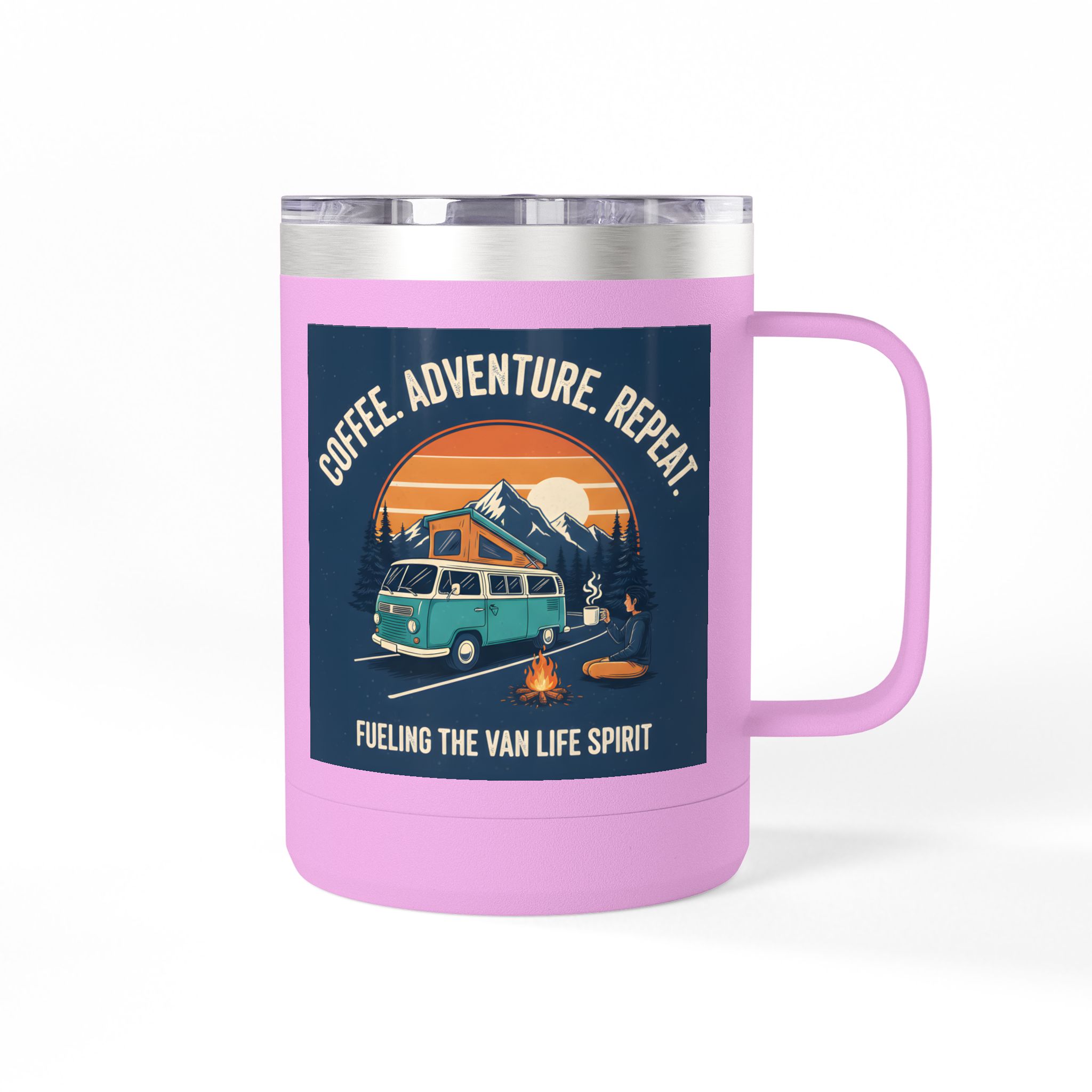 Coffee Mug Tumbler, 15oz — “Coffee. Adventure. Repeat.”