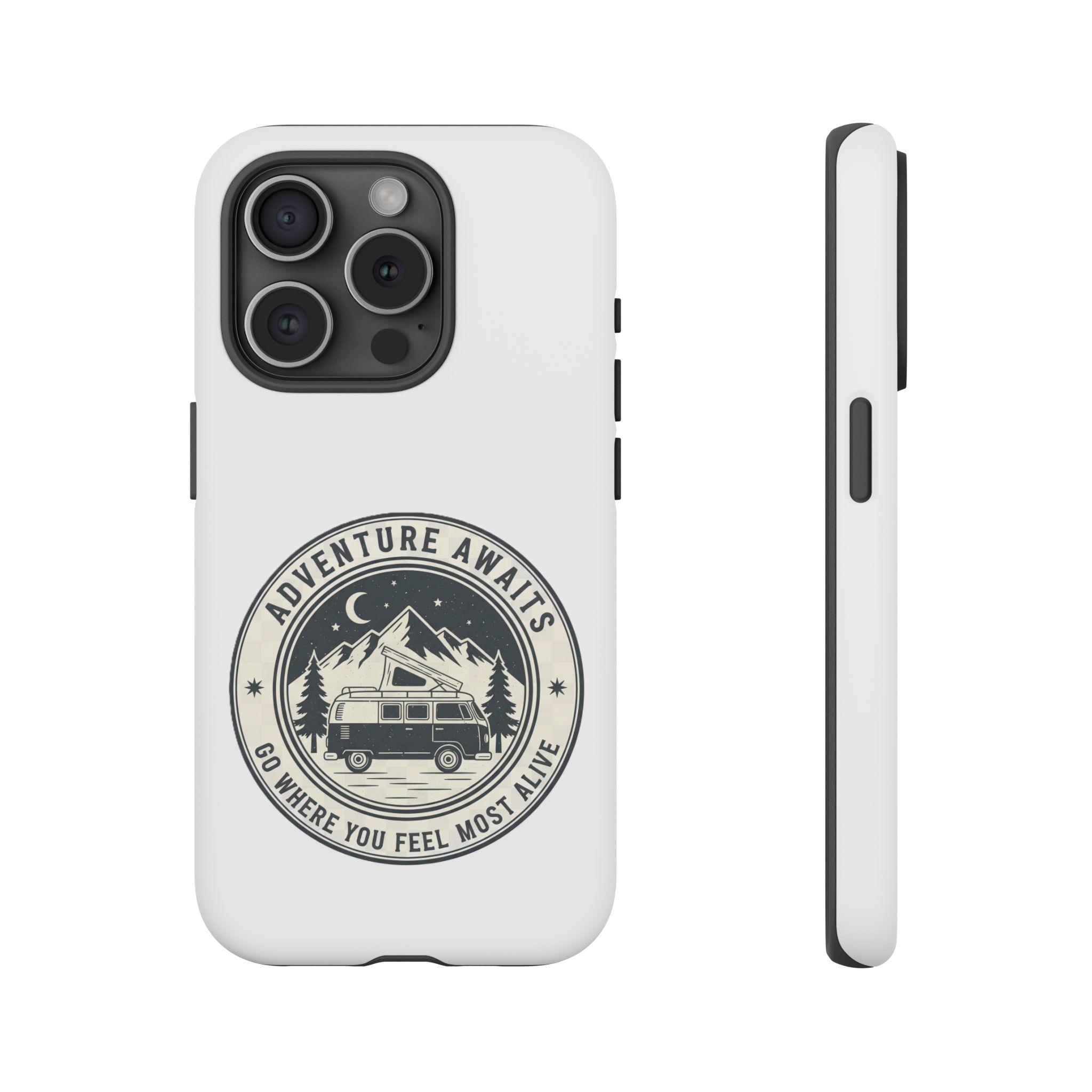 Phone Case — "Adventure Awaits-Go Where You Feel Most Alive" Camper Van Design