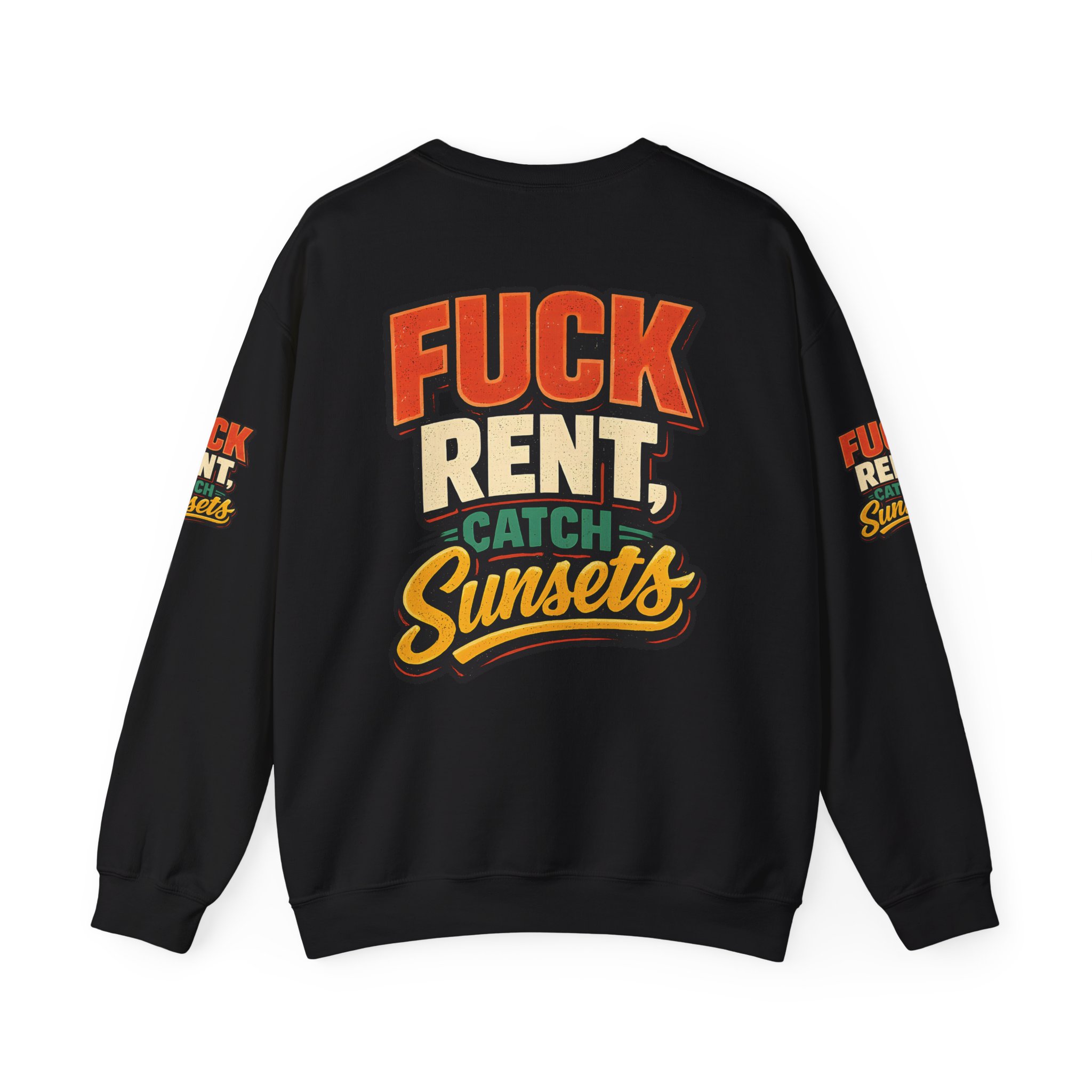 1473146565101923459_2048.jpeg Unisex Heavy Blend™ Crewneck Sweatshirt — "Fuck Rent Catch Sunsets" Design F**K-Line