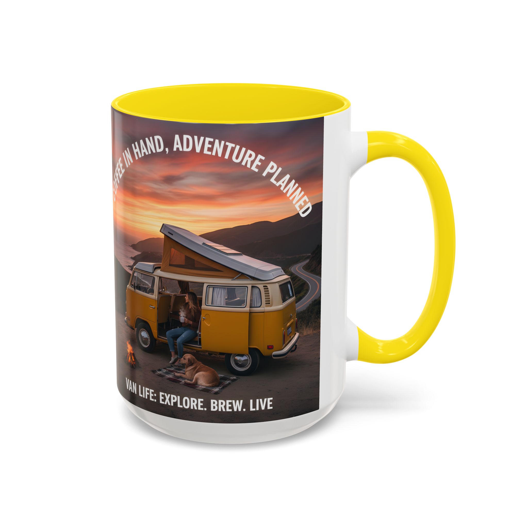 Accent Coffee Mug (11, 15oz) - "Coffee in Hand, Adventure Planned"