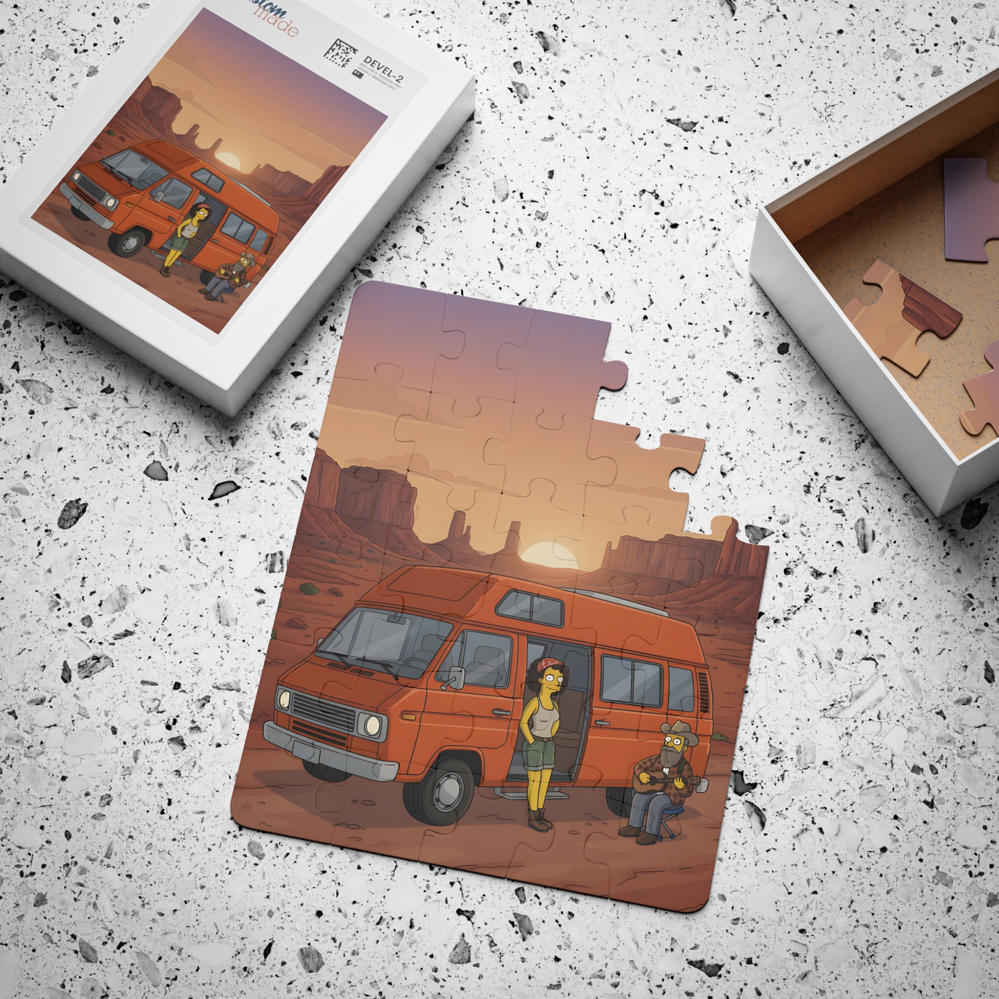 Kids' 30‑Piece Camping Puzzle — Retro Camper Van Desert Scene