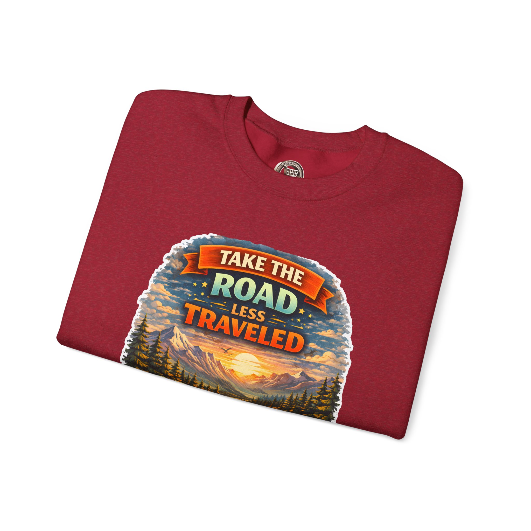 14737642362948538184_2048.jpeg Unisex Heavy Blend™ Crewneck Sweatshirt — "Take The Road Less Traveled" Design Scenic-Line