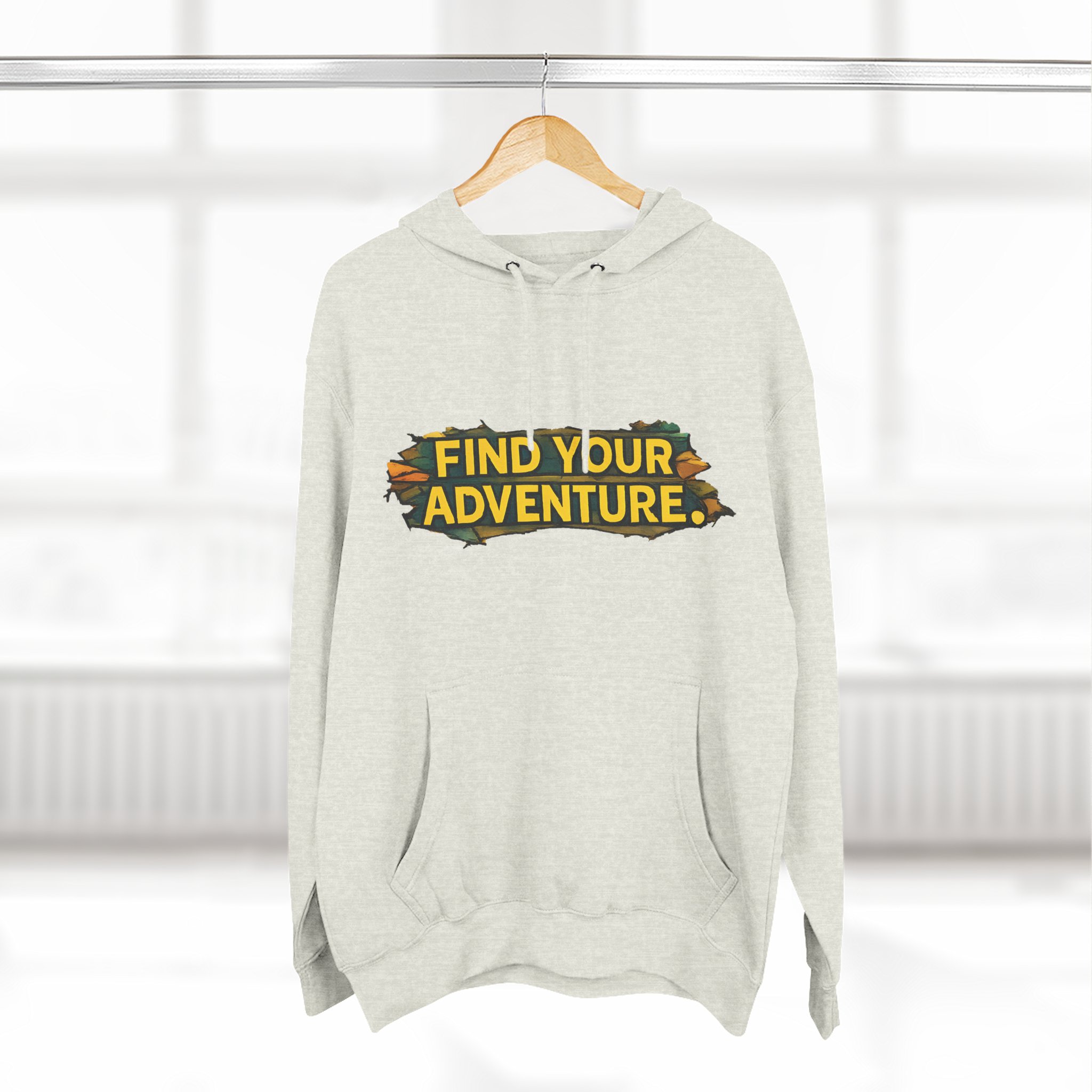 Three-Panel Fleece Hoodie - ""Find Your Adventure"" Design Cubic-Line