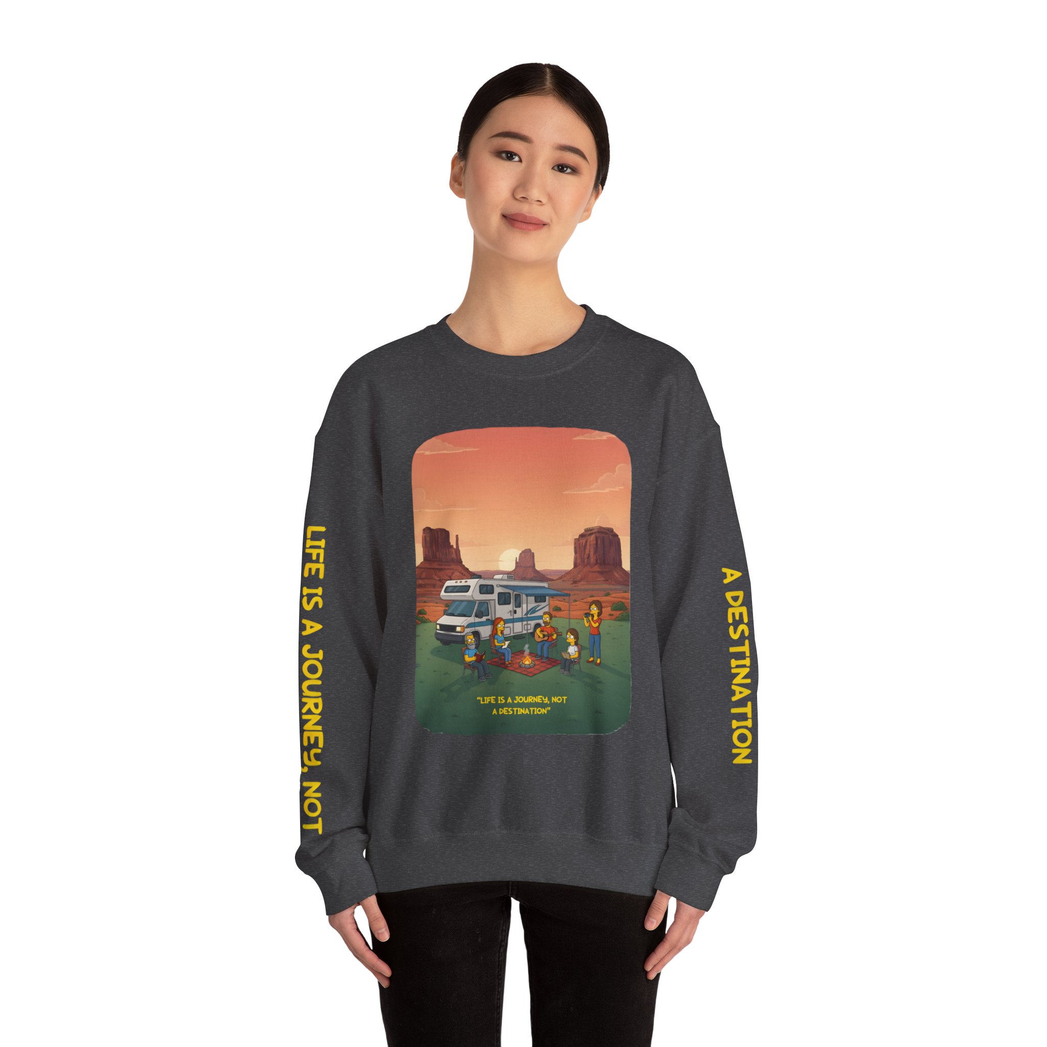 Unisex Heavy Blend™ Crewneck Sweatshirt — "Life Is A Journey-Not A Destination" Design Sitcom-Line