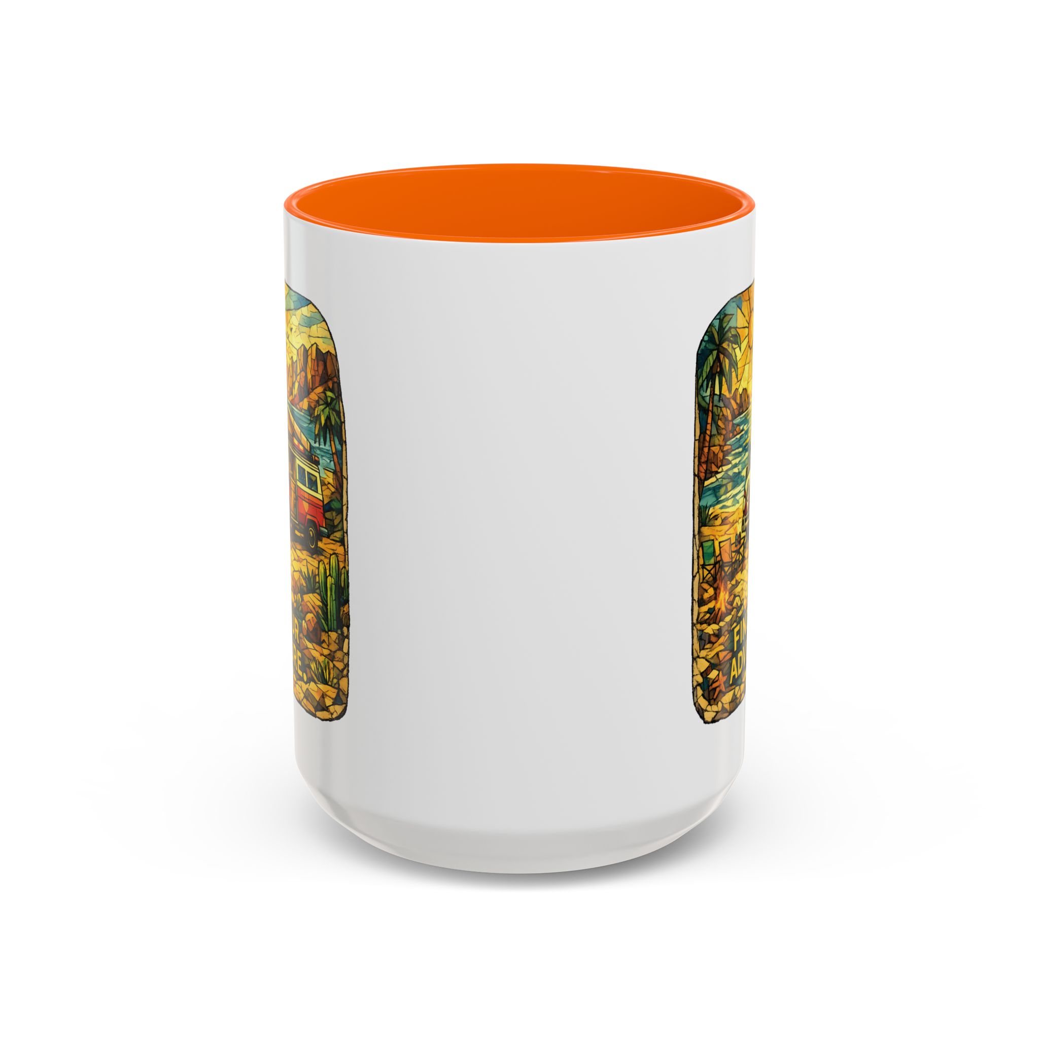 Accent Coffee Mug (11, 15oz) — ""Find Your Adventure"" Design Cubic-Line