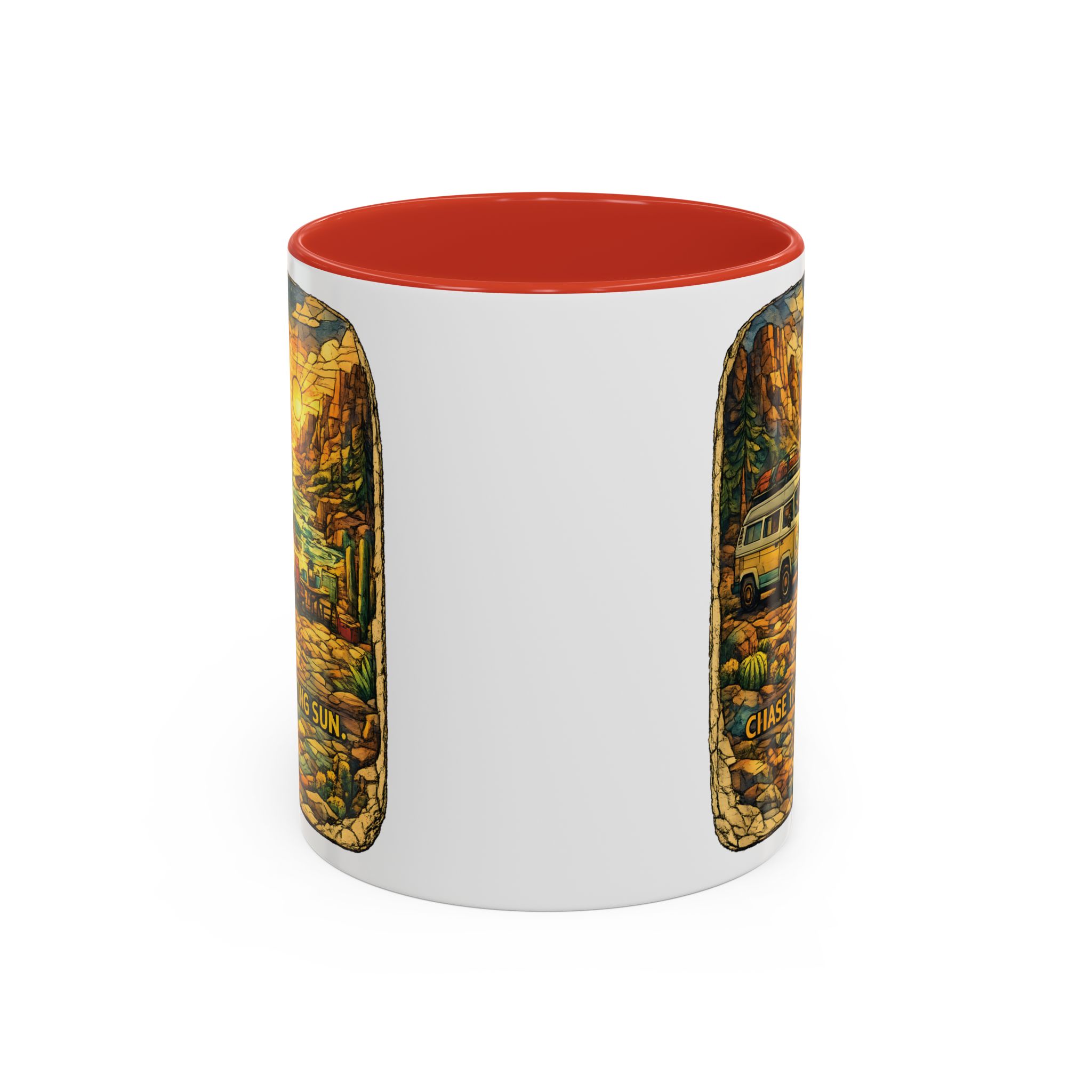 14742707577944712873_2048.jpeg Accent Coffee Mug (11, 15oz) — "Chase The Settings Sun" Design Cubic-Line