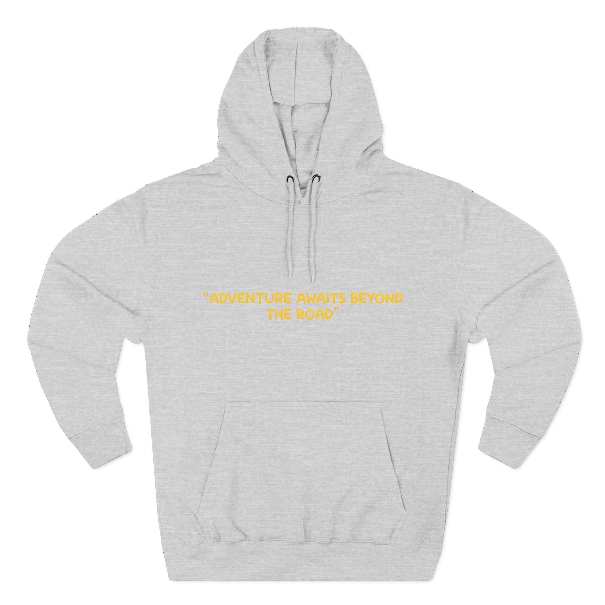 Three-Panel Fleece Hoodie - "Adventure Awaits Beyond The Road" Design Sitcom-Line